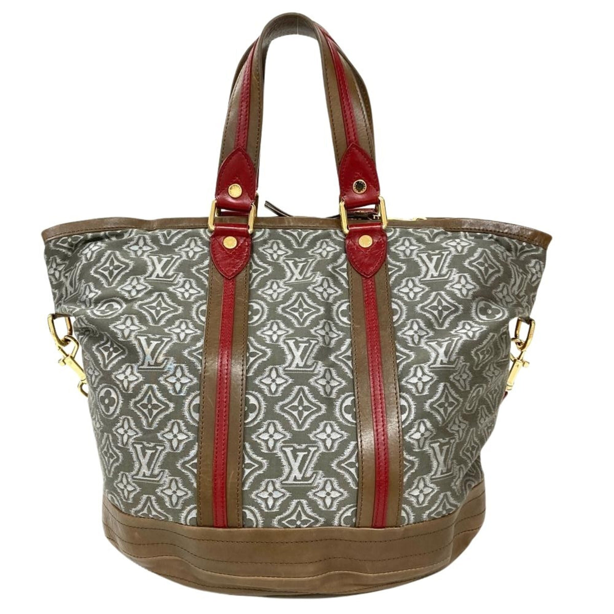 Louis Vuitton Khaki Jacquard Leather Tote Bag (Pre-Owned)