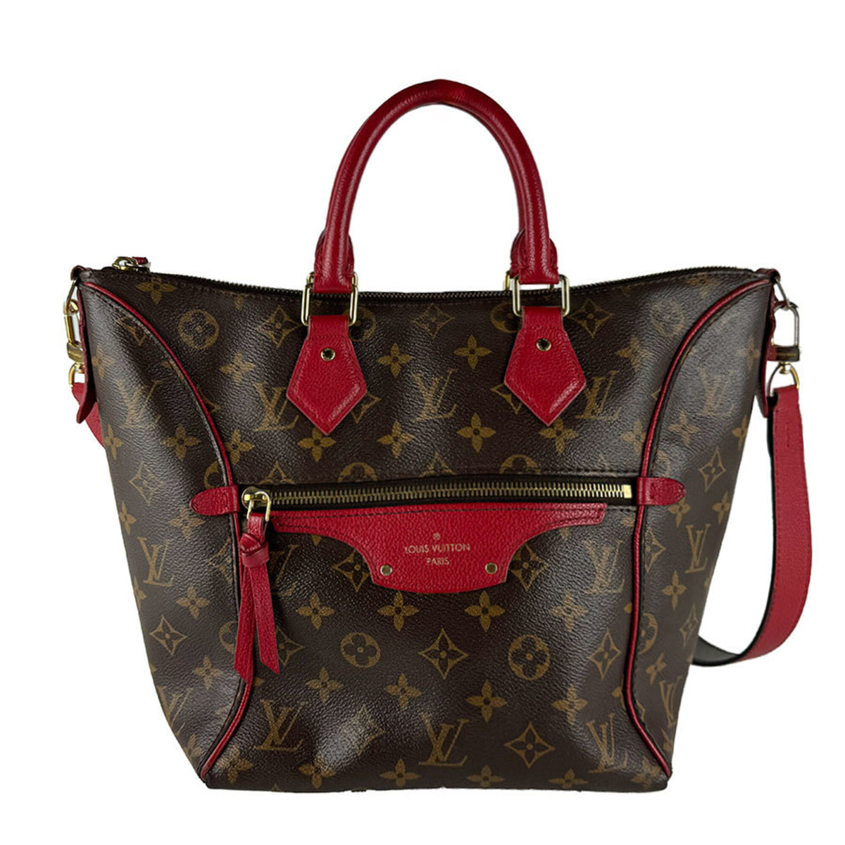 Louis Vuitton Brown Monogram Red Color Monogram Handbag Shoulder Bag (Pre-Owned)