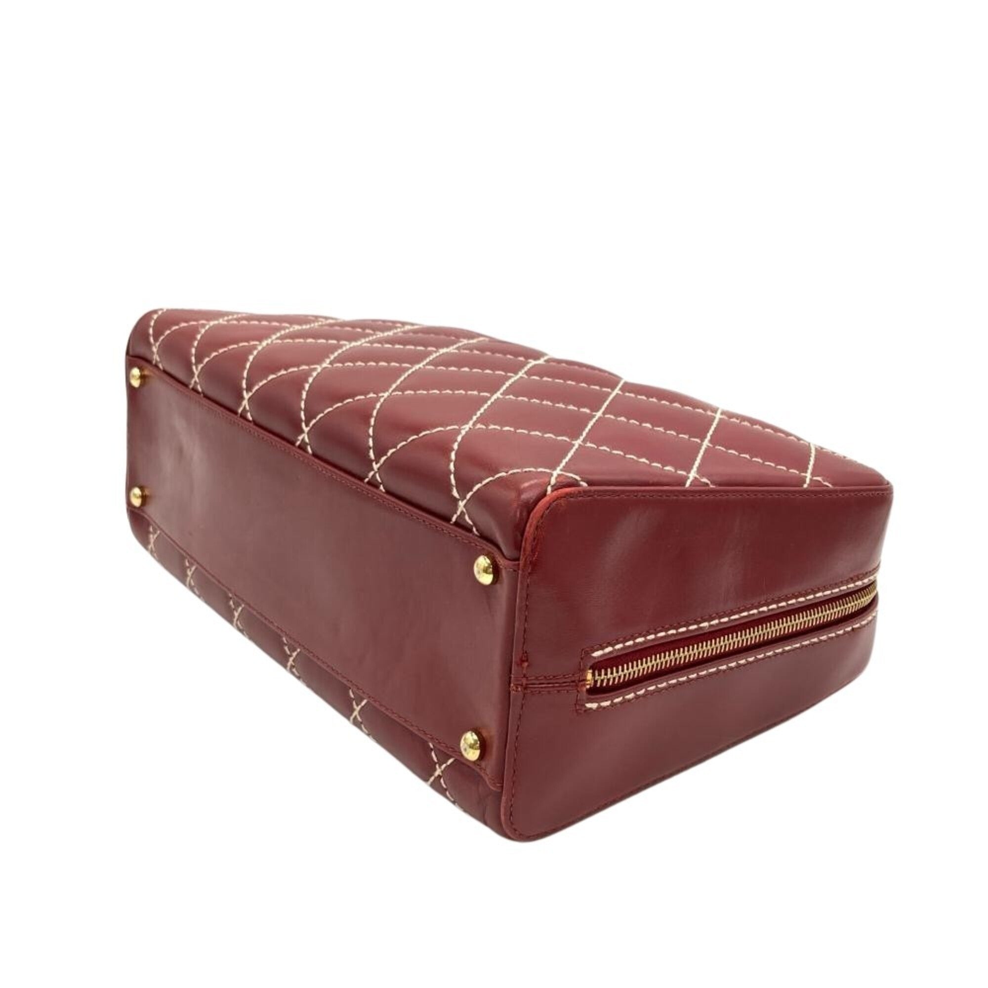 Chanel Bordeaux Red Color Wine Boston Bag Handbag (Pre-Owned)