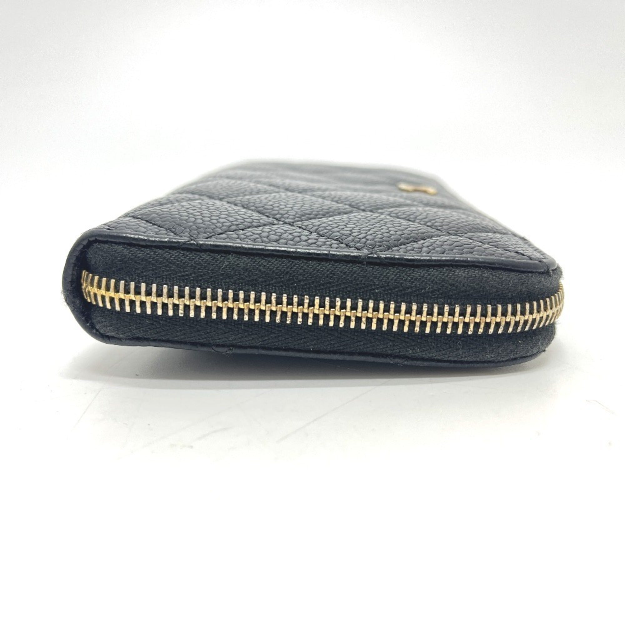 Chanel Black Grained Calfskin Long Wallet (Bi-Fold) (Pre-Owned)