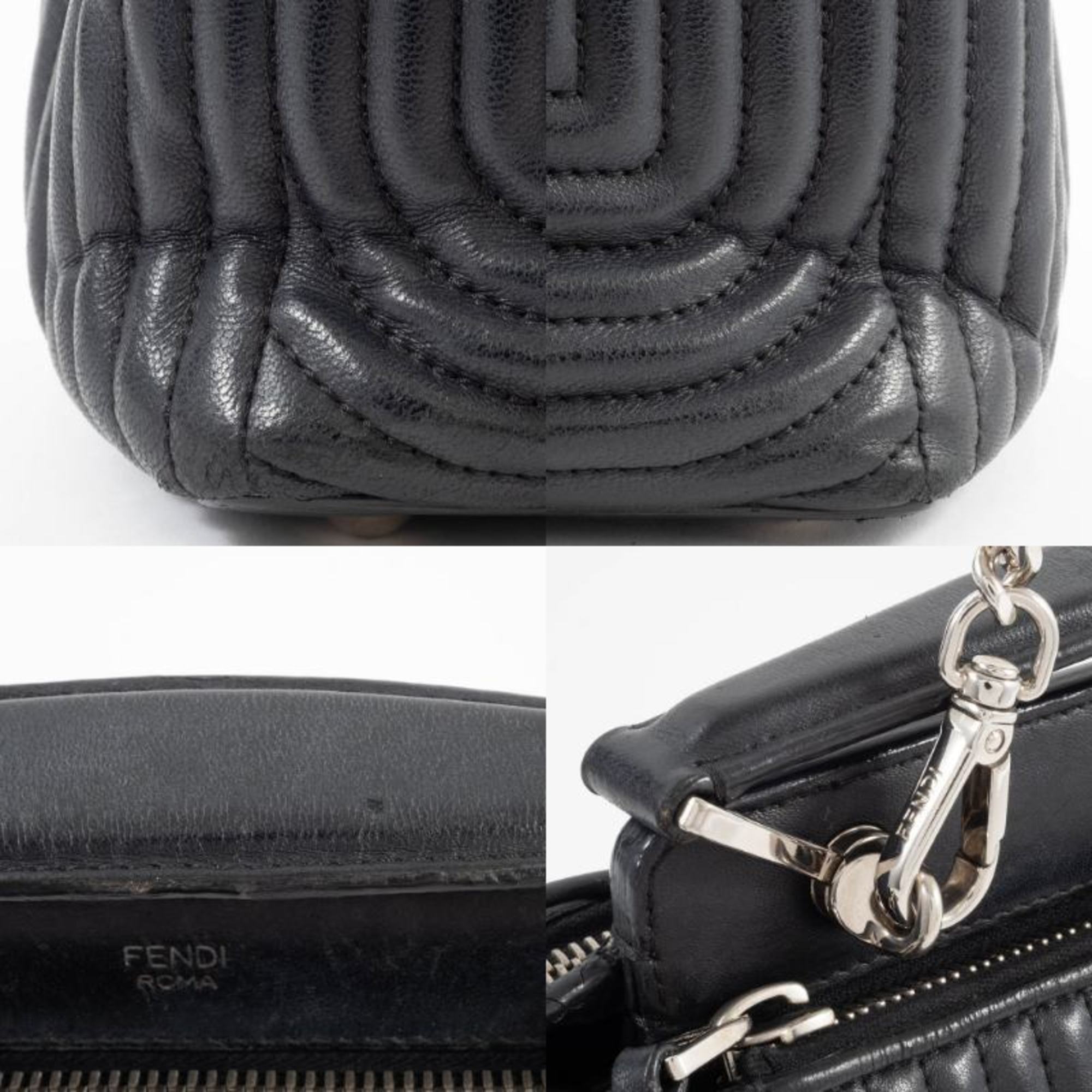Fendi Dotcom Black Leather Shoulder Bag (Pre-Owned)