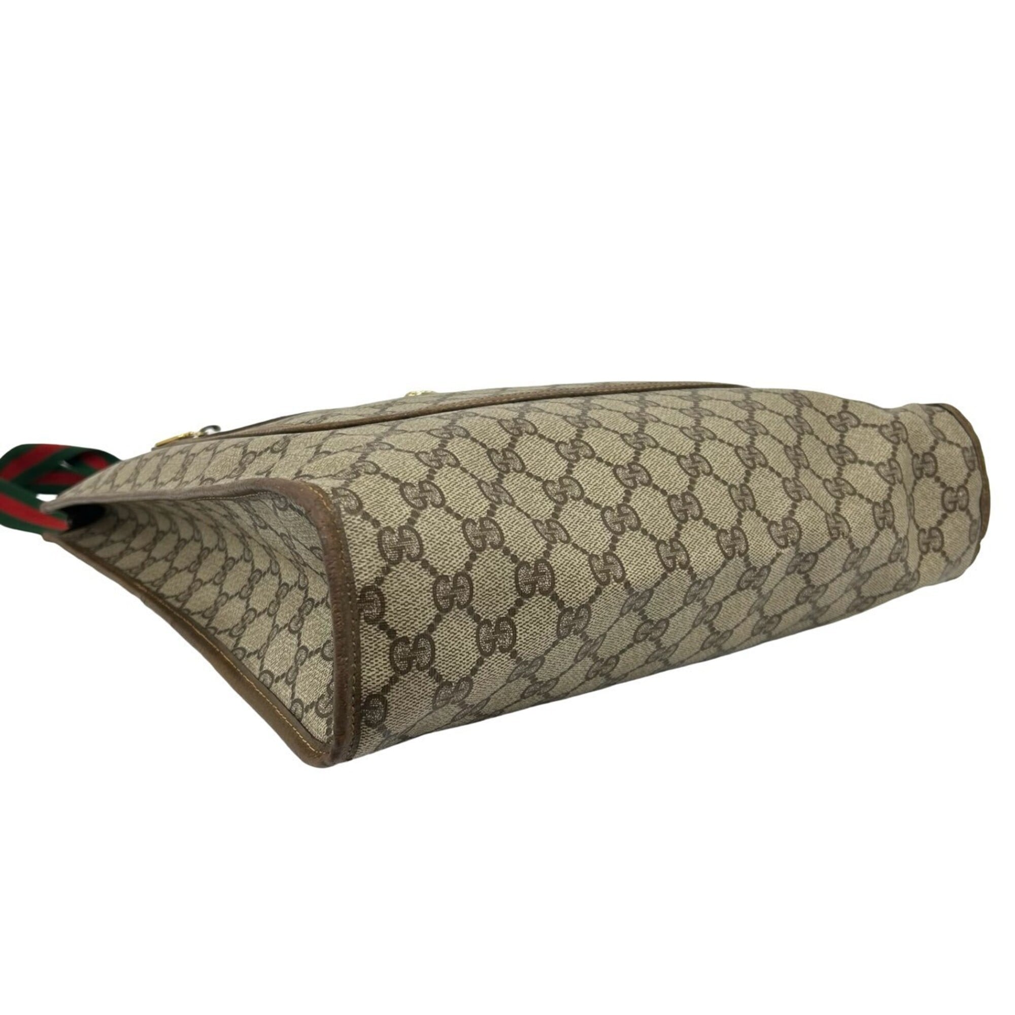 Gucci Brown Green Red Color Pvc Leather Handbag Tote Bag (Pre-Owned)