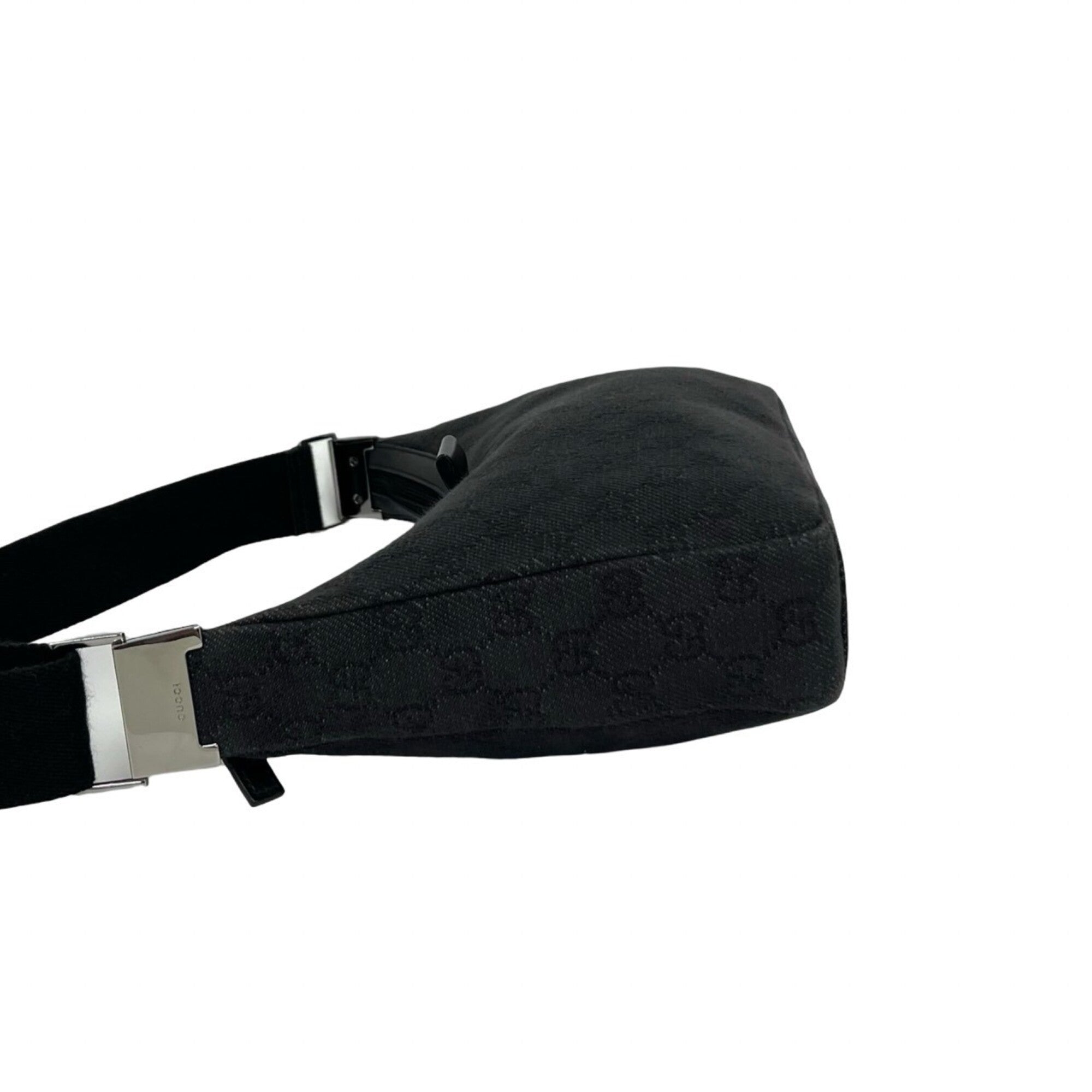Gucci Black Leather Canvas Pochette Shoulder Bag (Pre-Owned)