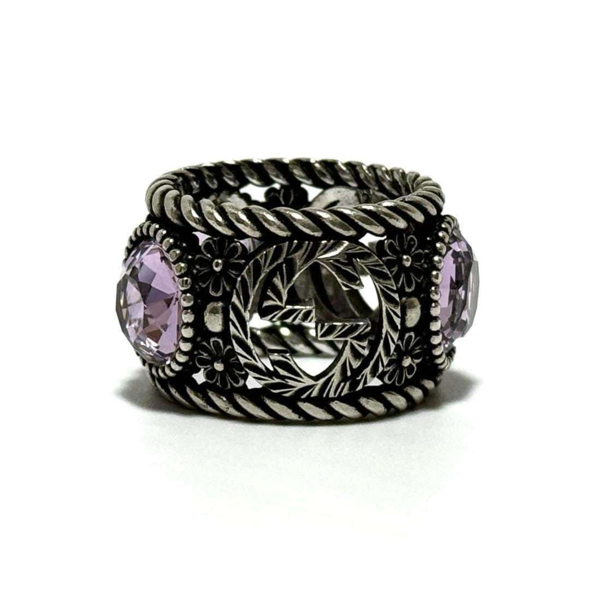 Gucci Silver Rhinestone Silver 925 Band Ring (Pre-Owned)