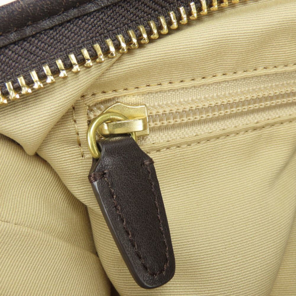 Coach Signature Beige Dark Brown Canvas Leather Shoulder Bag (Pre-Owned)