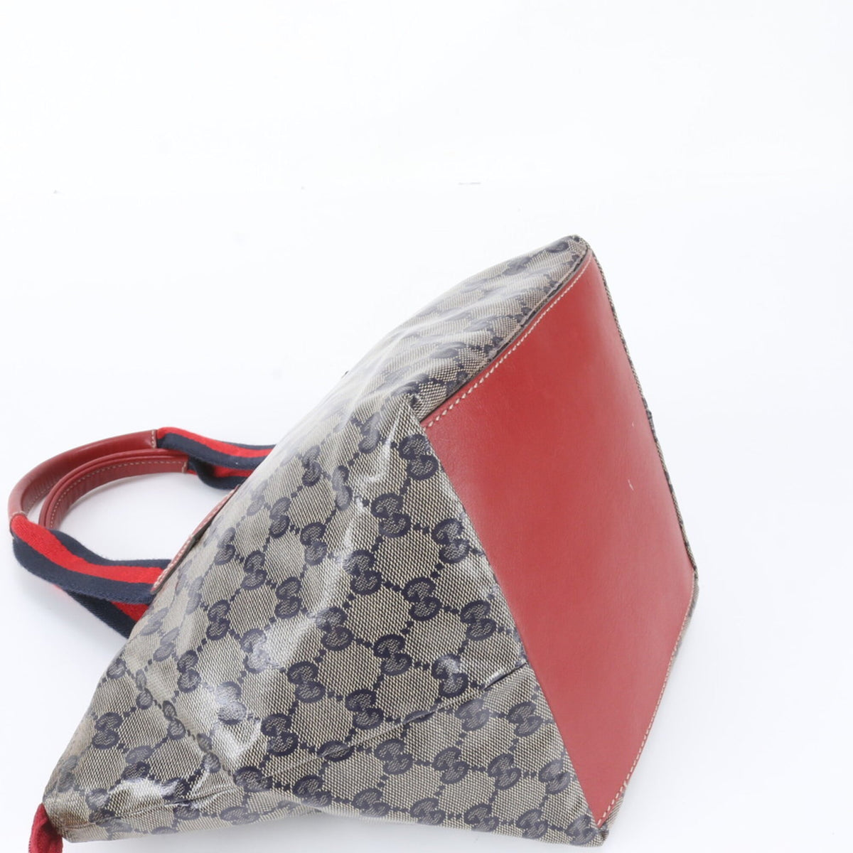 Gucci Red Color Leather Coated Canvas Handbag Shoulder Bag Tote Bag (Pre-Owned)
