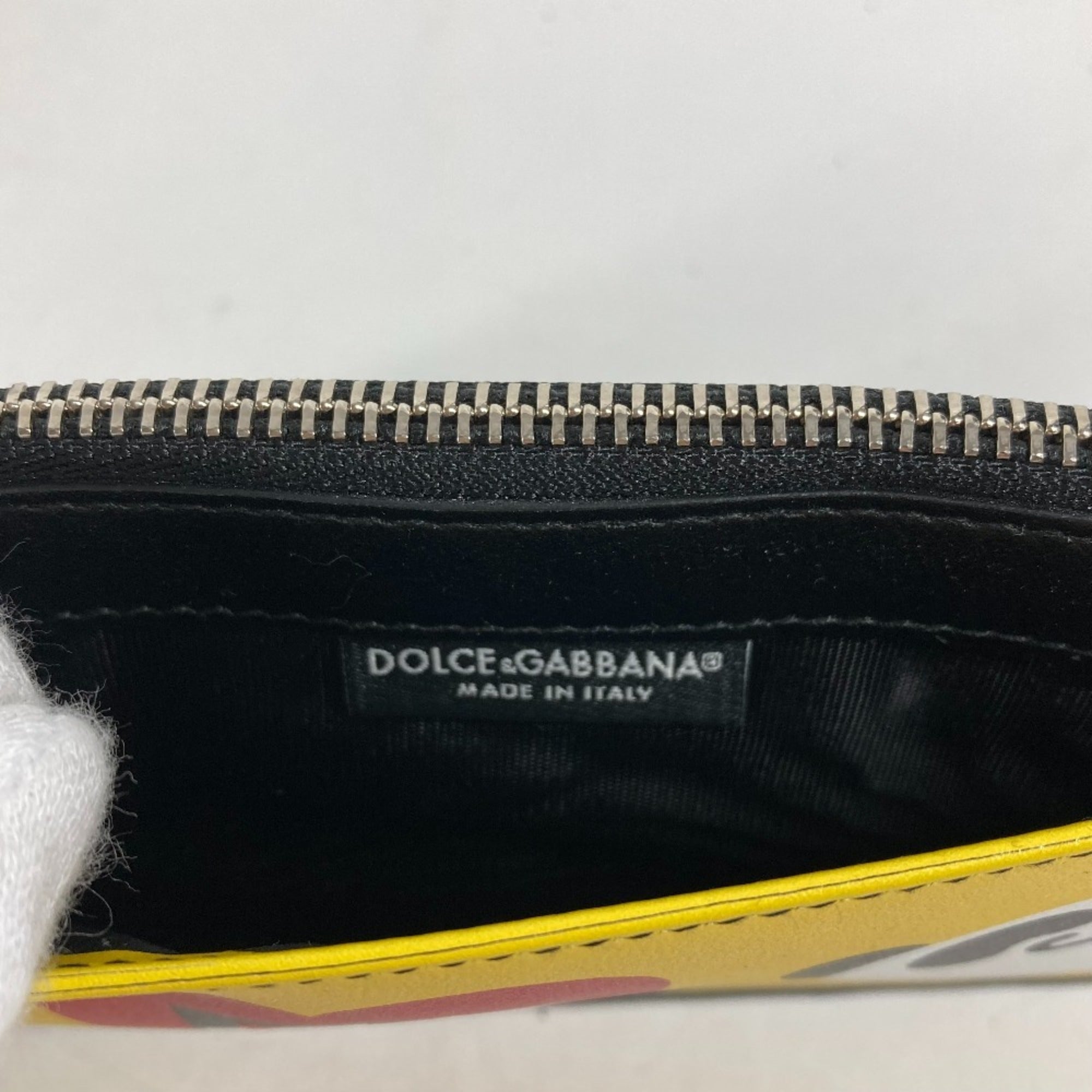 Dolce & Gabbana Black Yellow Leather Coin Purse/Coin Case (Pre-Owned)