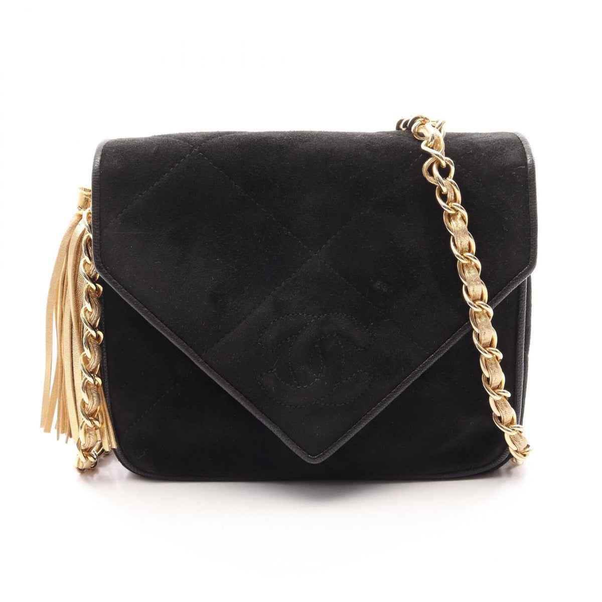 Chanel Black Suede Handbag Shoulder Bag (Pre-Owned)