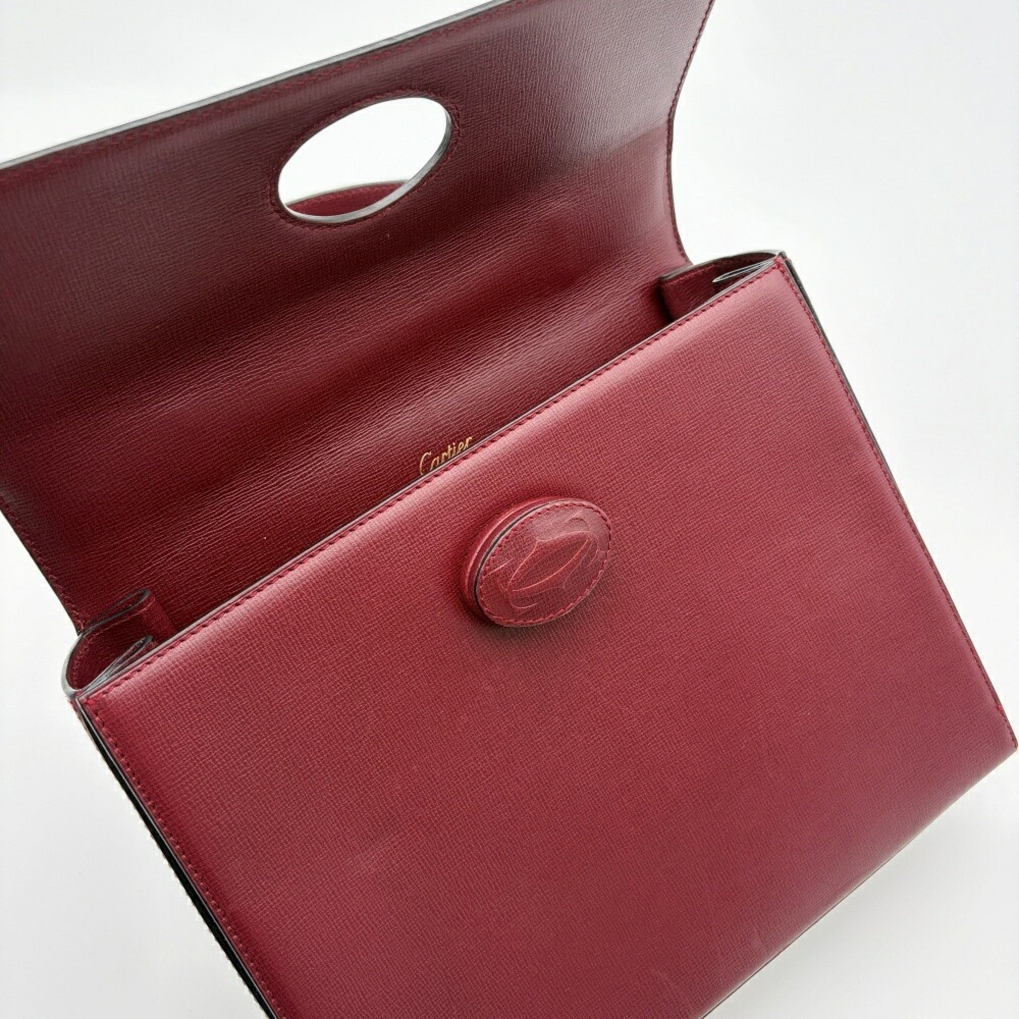 Cartier Must Bordeaux Leather Handbag (Pre-Owned)