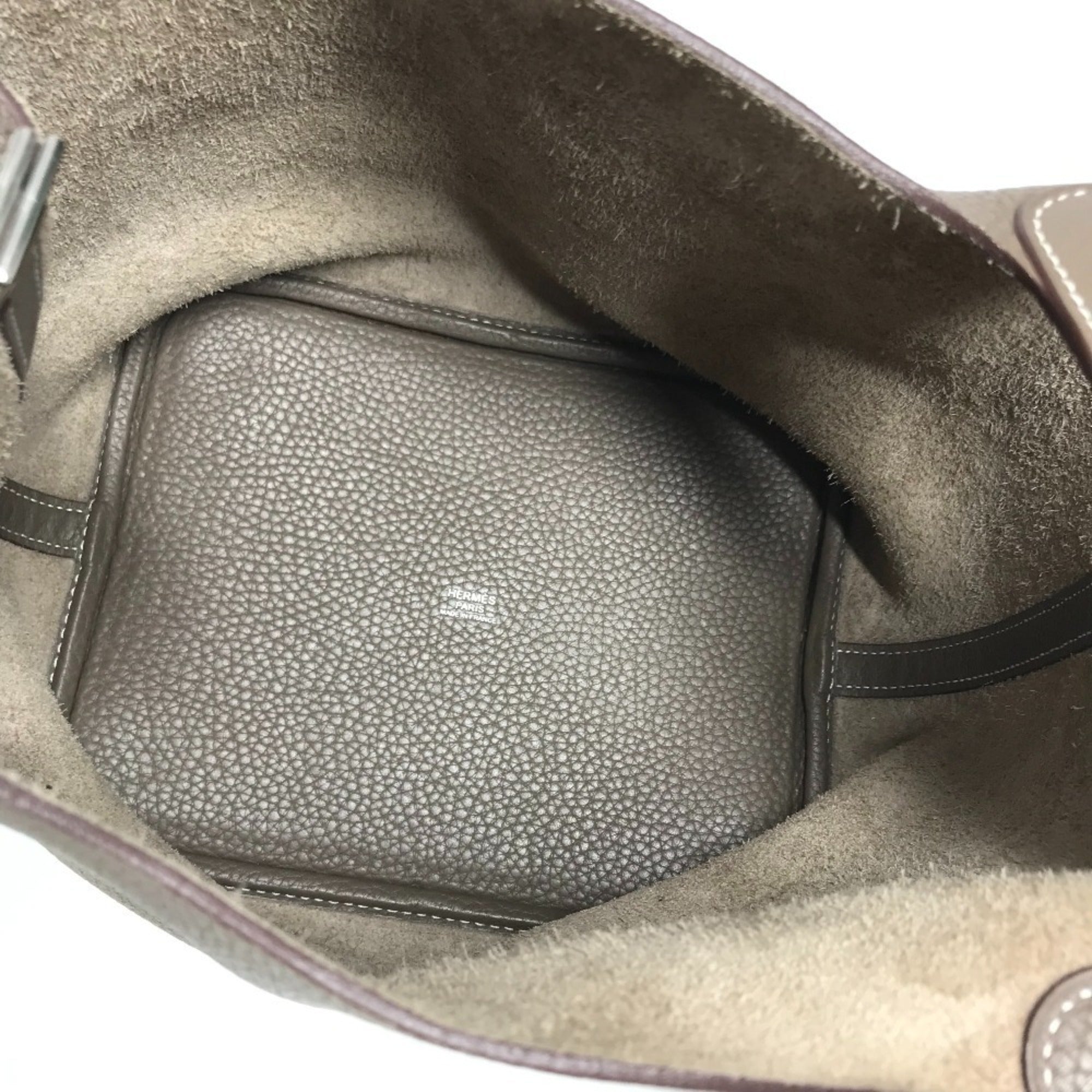 Hermes Picotin Etoupe Gray Gray Taurillon Clemence Leather Handbag (Pre-Owned)