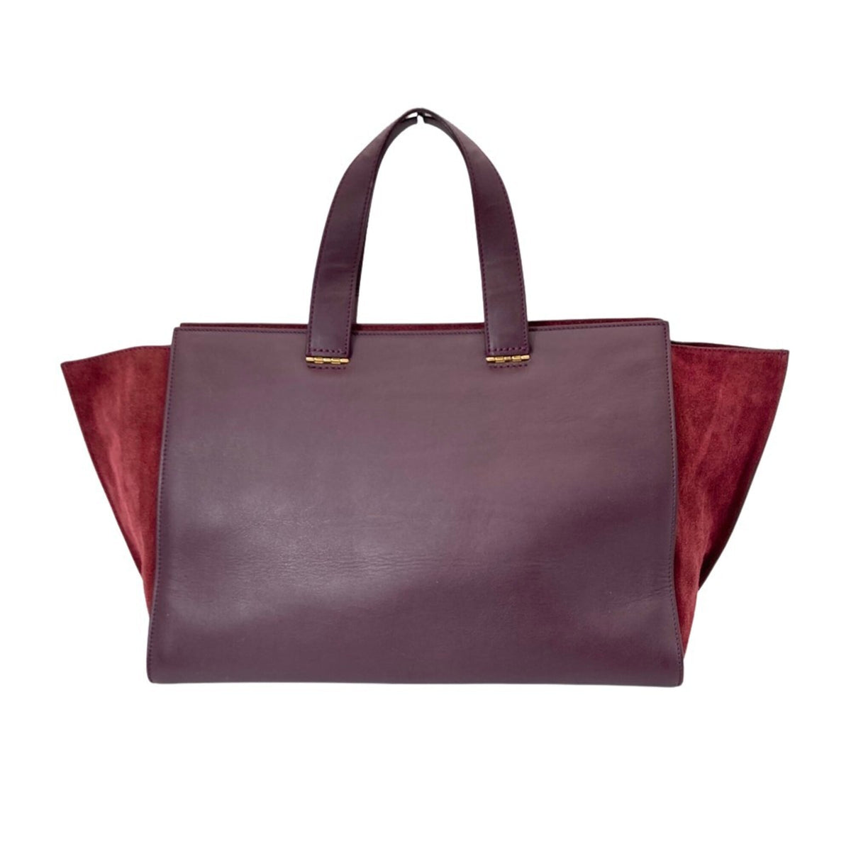 Giorgio Armani Bordeaux Red Color Wine Suede Leather Handbag Tote Bag (Pre-Owned)