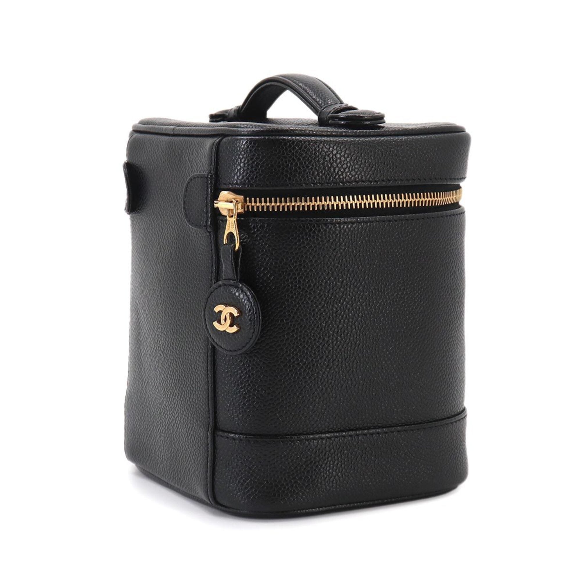 Chanel Black Grained Calfskin Handbag Vanity Bag (Pre-Owned)