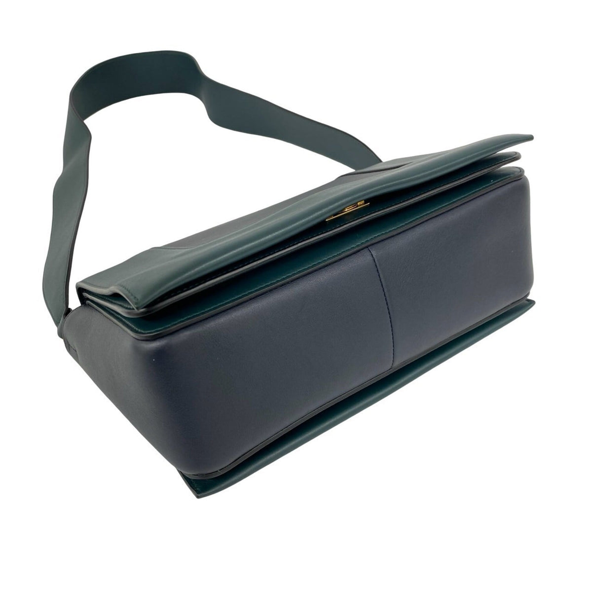 Celine Green Navy Leather Pochette Shoulder Bag (Pre-Owned)