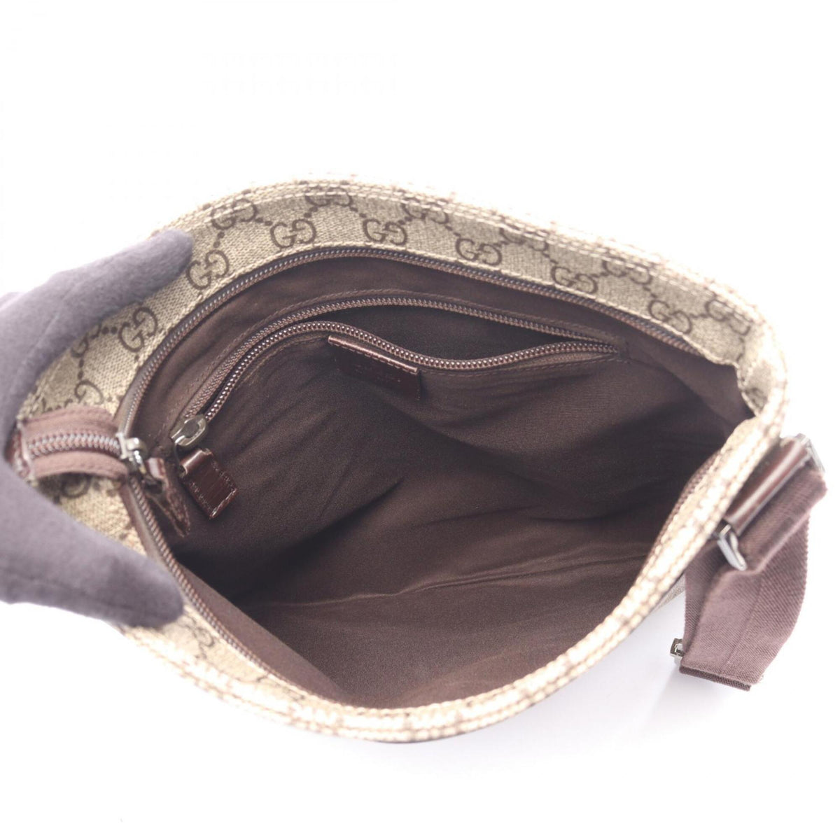 Gucci Beige Brown Gg Supreme Leather Handbag Shoulder Bag (Pre-Owned)