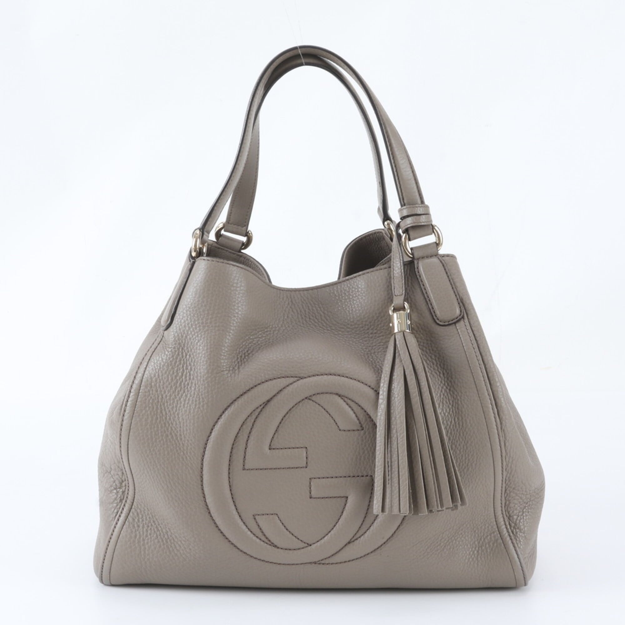 Gucci Soho Gray Leather Handbag Tote Bag (Pre-Owned)
