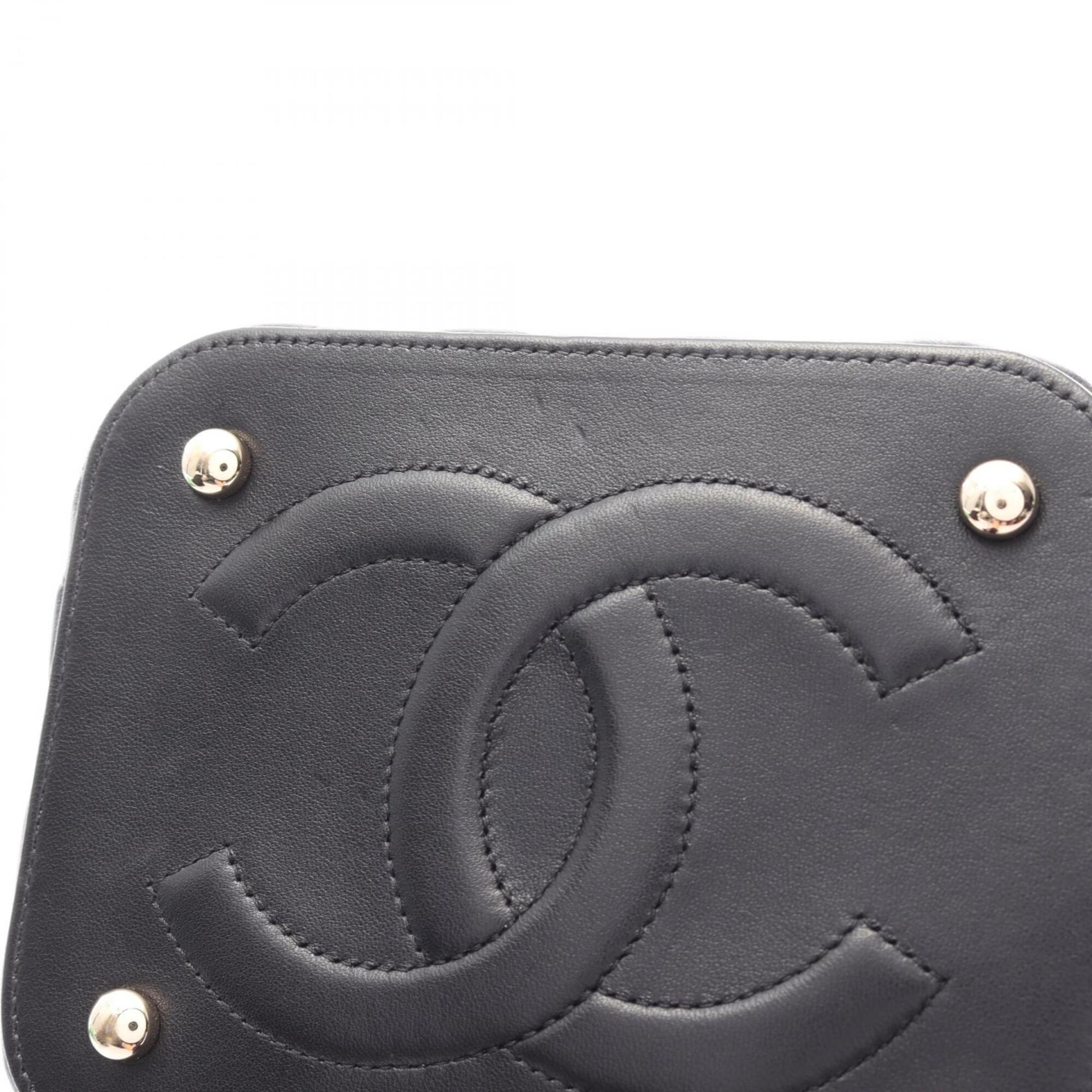 Chanel Black Leather Handbag Shoulder Bag Vanity Bag (Pre-Owned)
