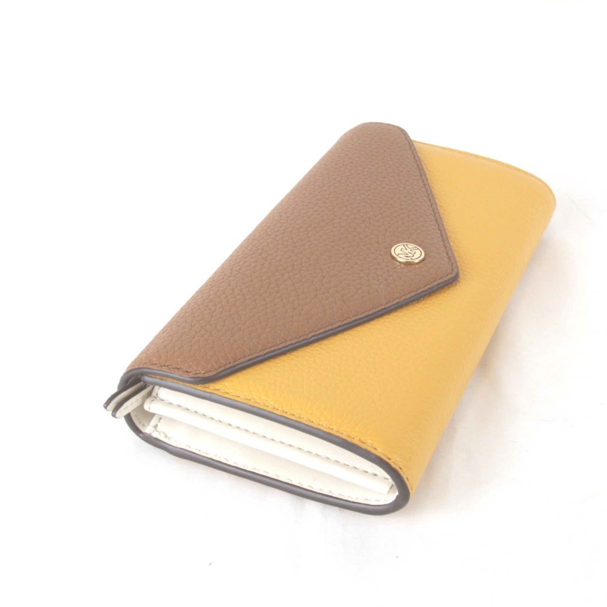 Michael Kors Jet Set Travel Yellow Leather Long Wallet (Bi-Fold) (Pre-Owned)