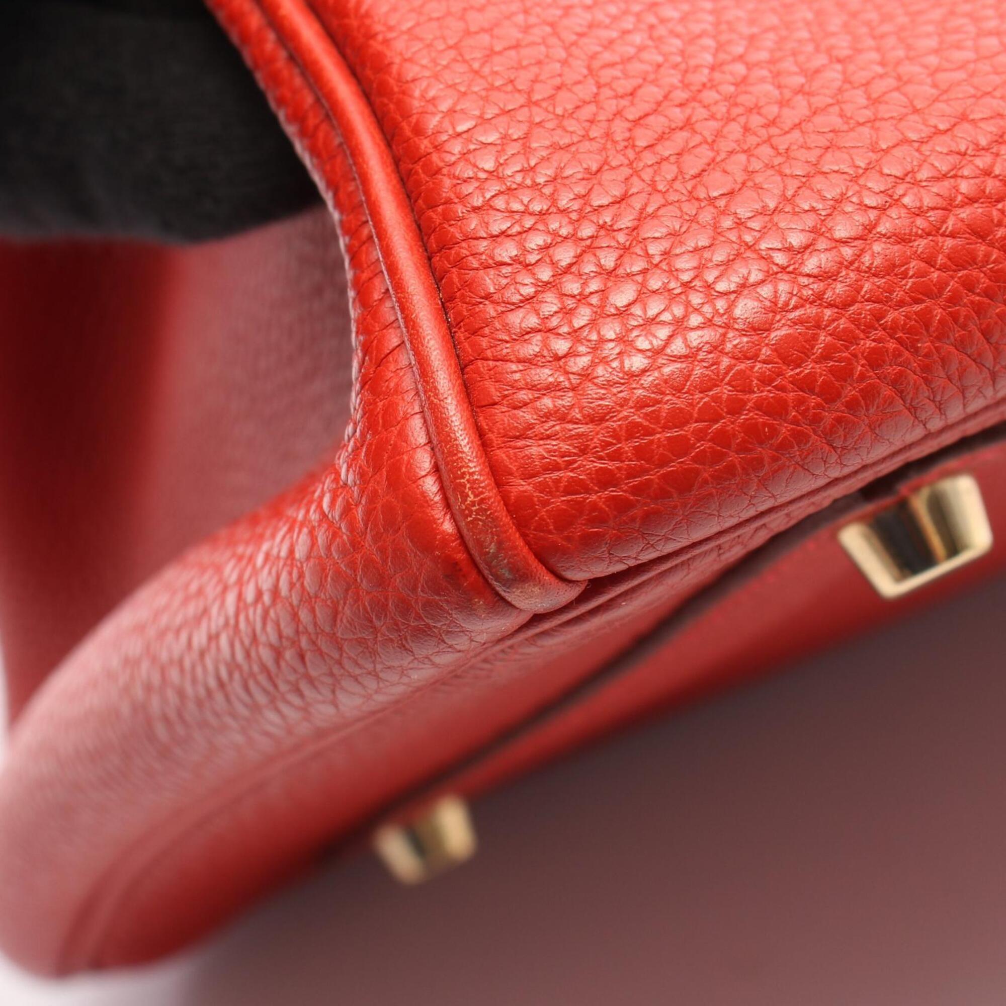 Hermes Red Color Togo Leather Leather Handbag (Pre-Owned)