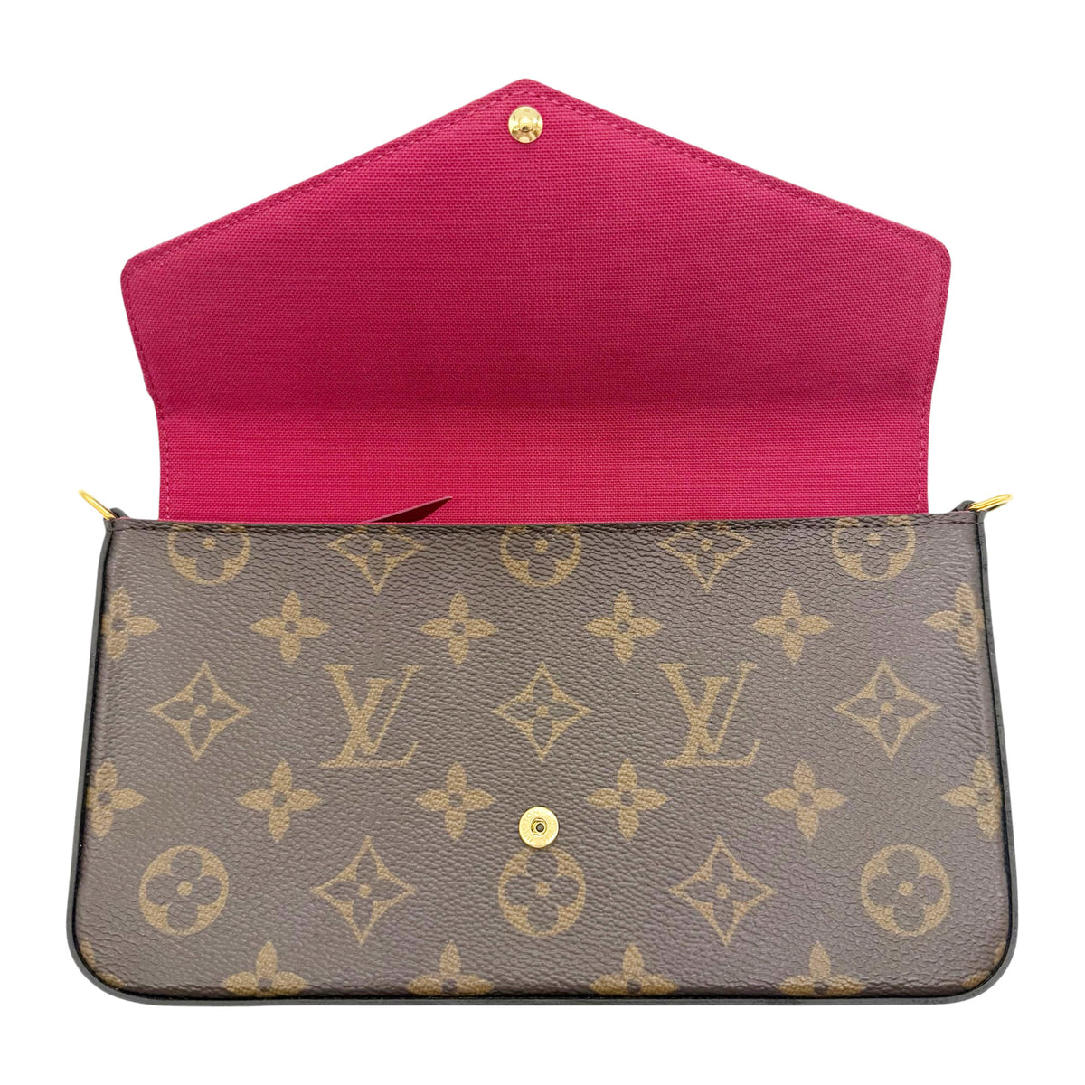 Louis Vuitton Brown Fuchsia Monogram Clutch Bag Pochette Pouch Shoulder Bag (Pre-Owned)