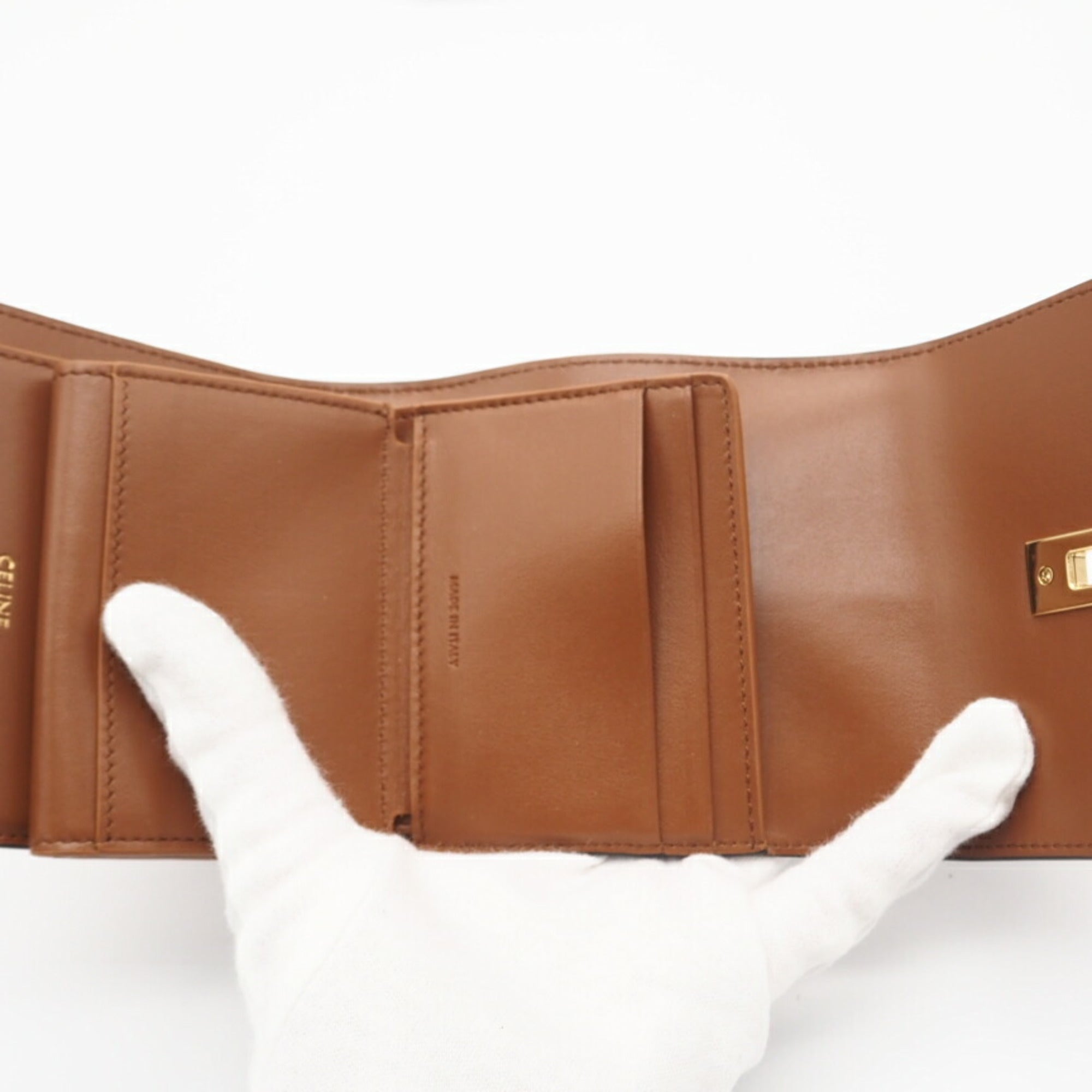 Celine Brown Satin Wallet (Tri-Fold) (Pre-Owned)