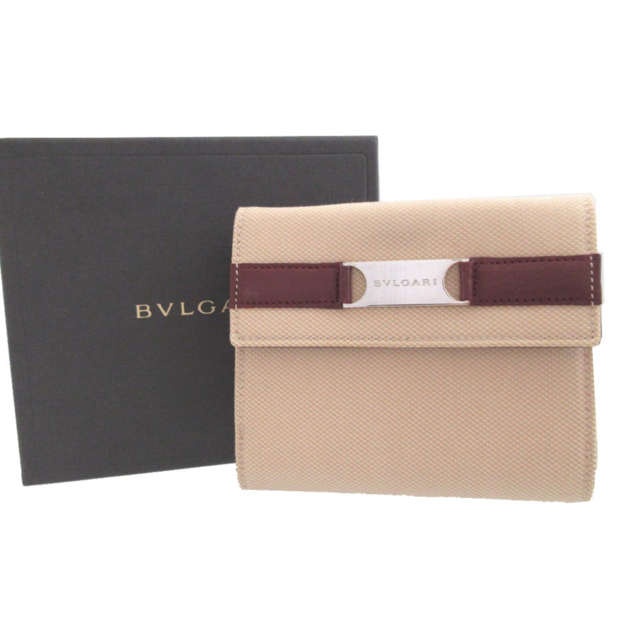 Bvlgari Beige Bordeaux Canvas Wallet (Bi-Fold) (Pre-Owned)