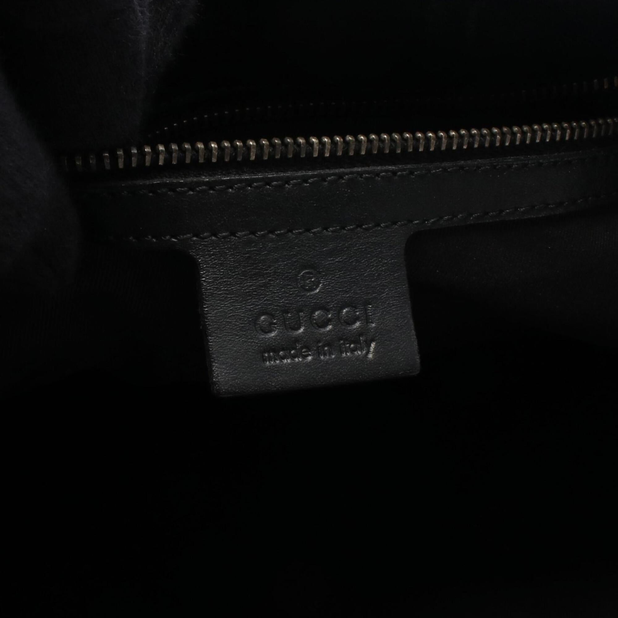 Gucci Black Canvas Leather Handbag Tote Bag (Pre-Owned)
