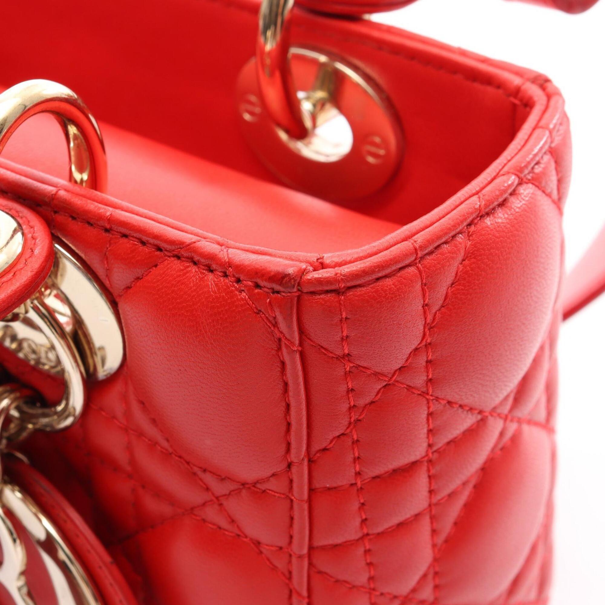 Christian Dior Red Color Leather Handbag (Pre-Owned)