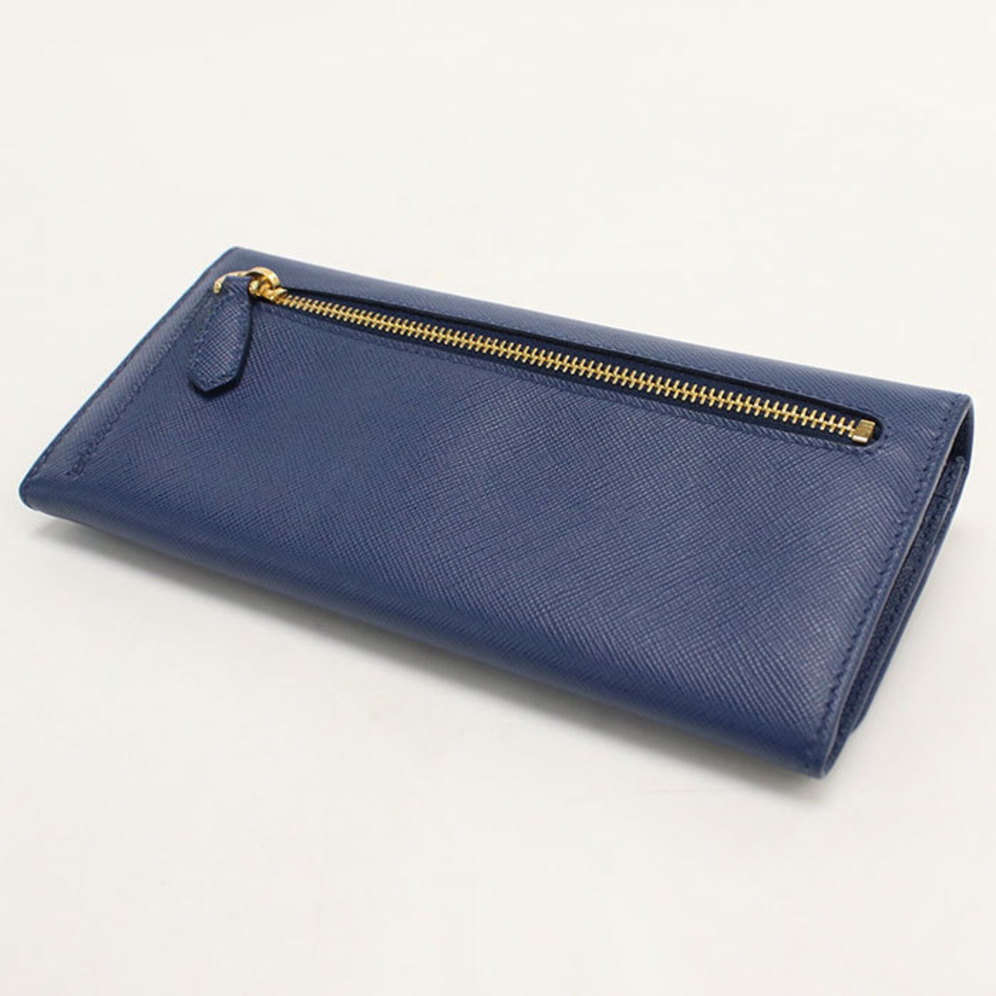 Prada Blue Leather Long Wallet (Bi-Fold) (Pre-Owned)