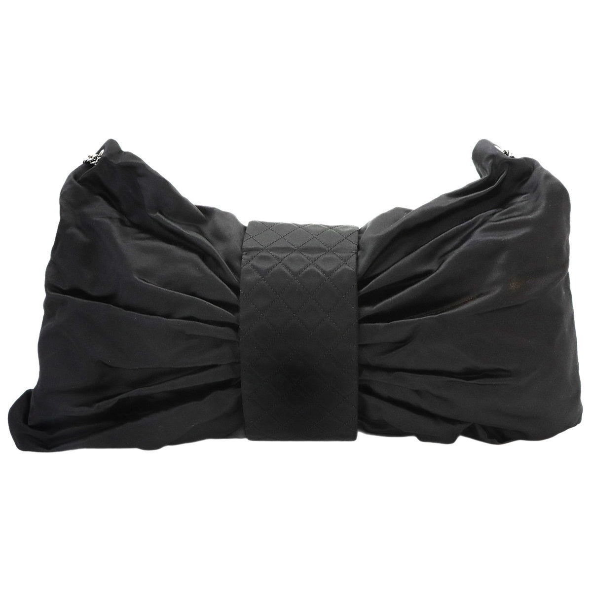 Chanel Black Satin Handbag Shoulder Bag (Pre-Owned)
