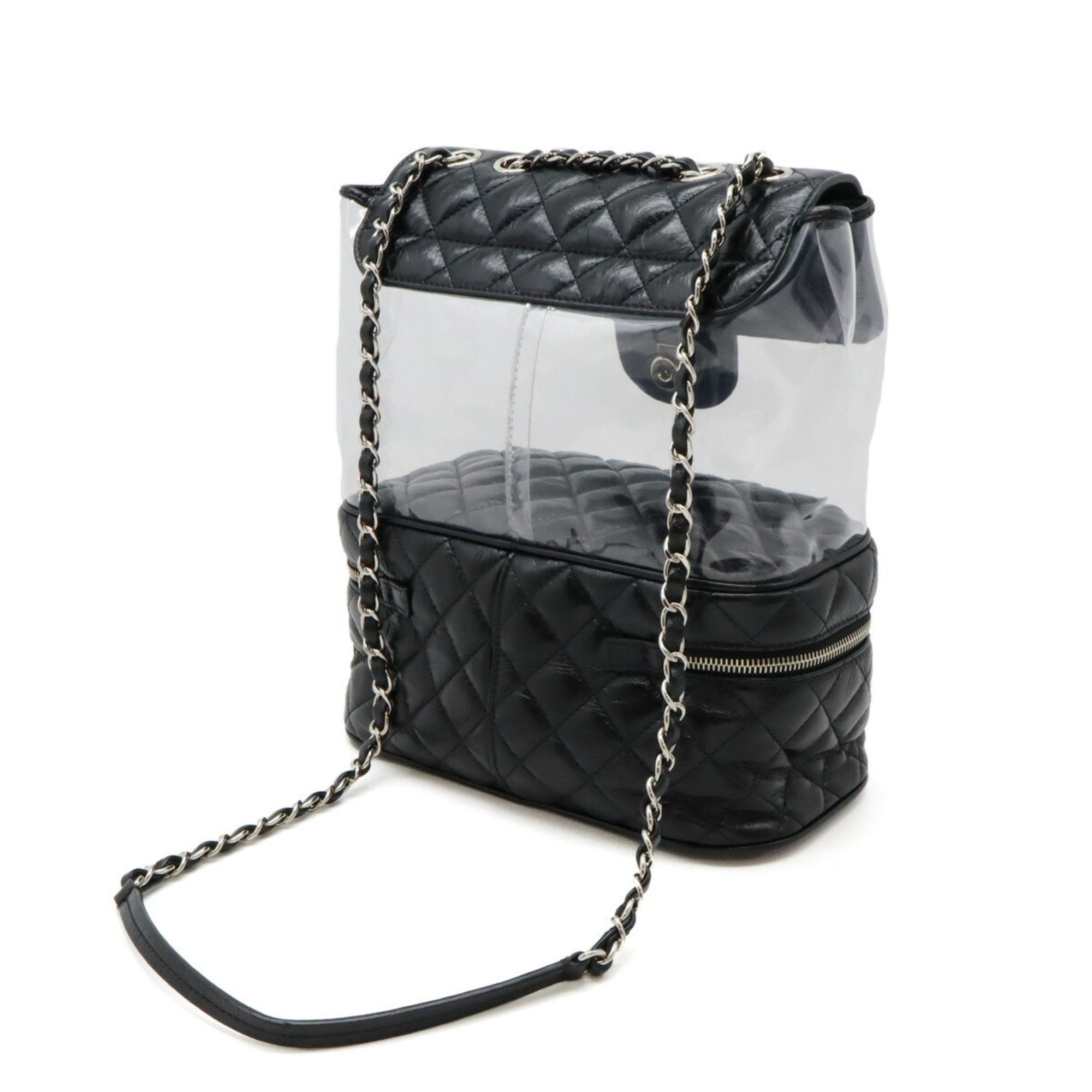 Chanel Black Vinyl Leather Shoulder Bag (Pre-Owned)