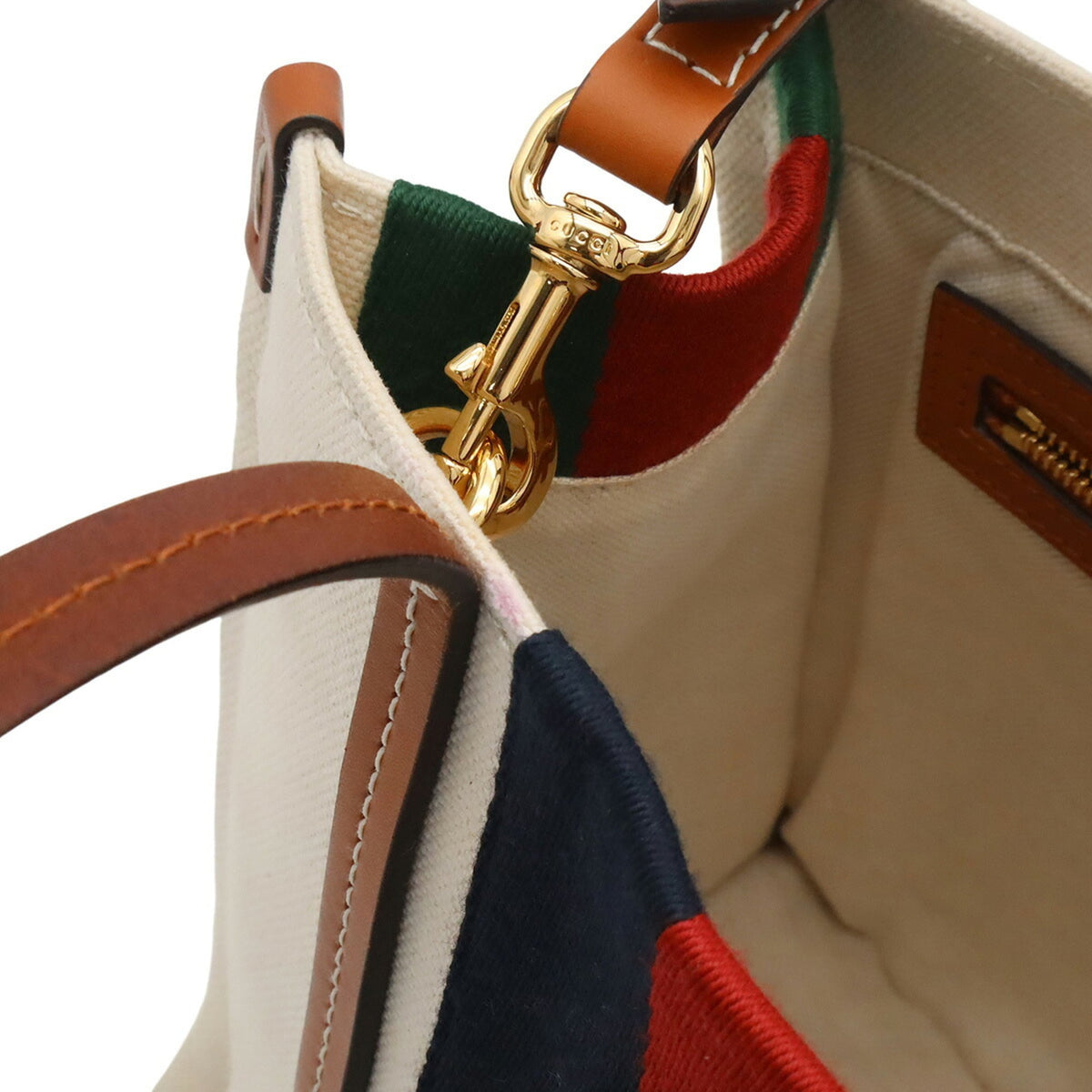 Gucci Brown Green Navy Red Color Canvas Shoulder Bag Tote Bag (Pre-Owned)