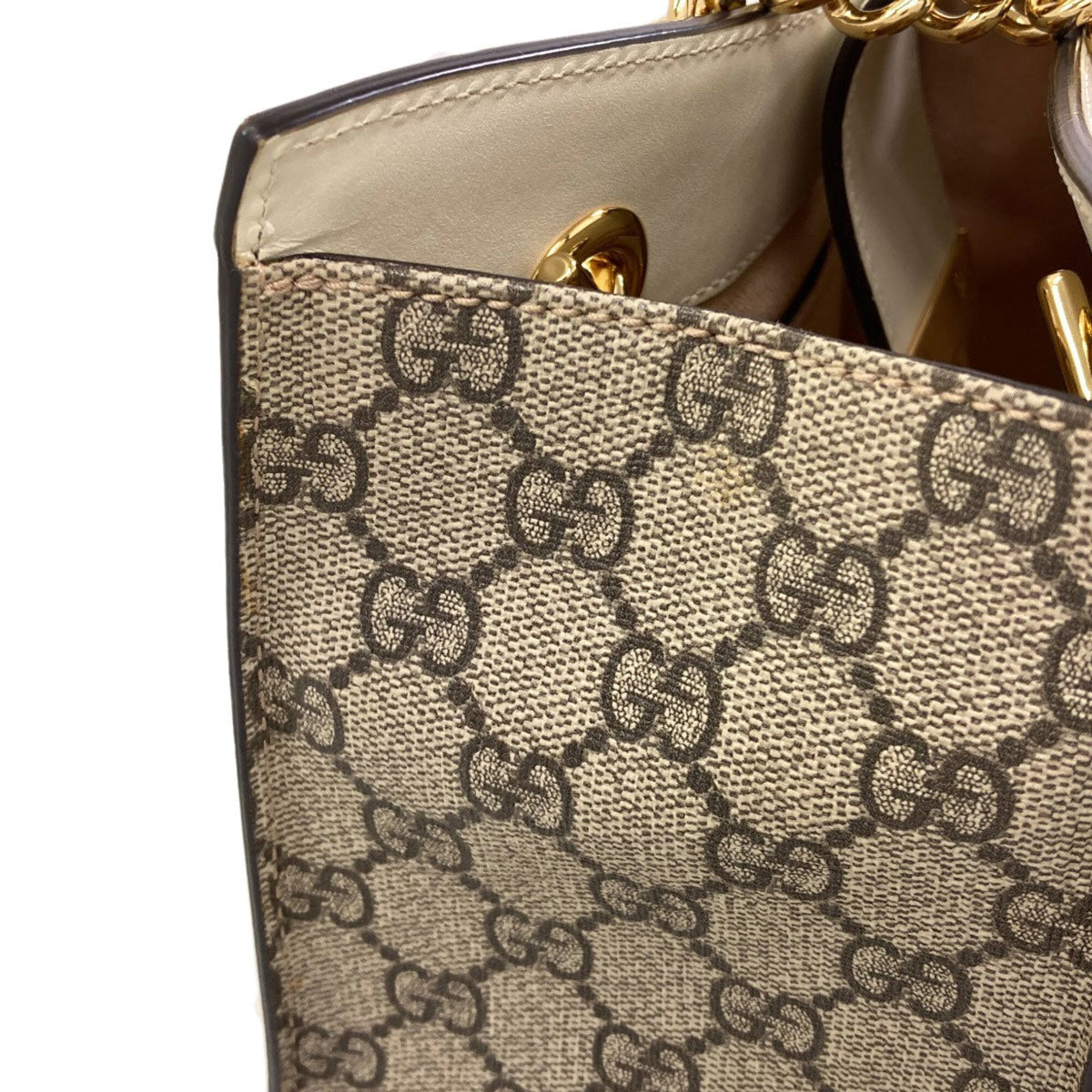 Gucci Brown White Pvc Shoulder Bag (Pre-Owned)