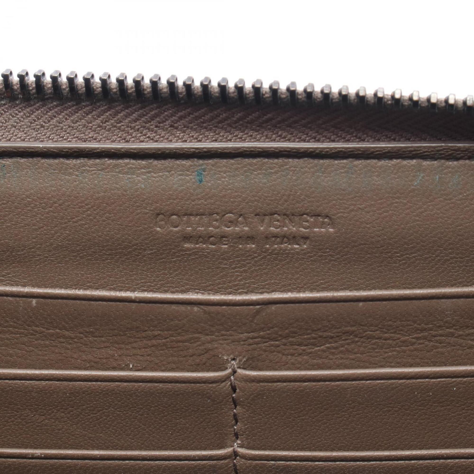 Bottega Veneta Gray Leather Long Wallet (Bi-Fold) (Pre-Owned)