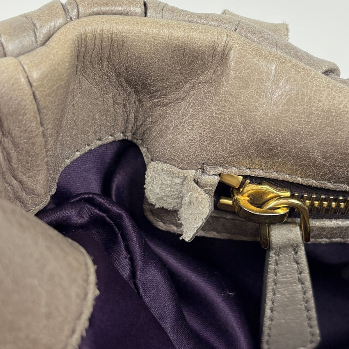 Miu Miu Matelasse Grayish Leather Handbag (Pre-Owned)