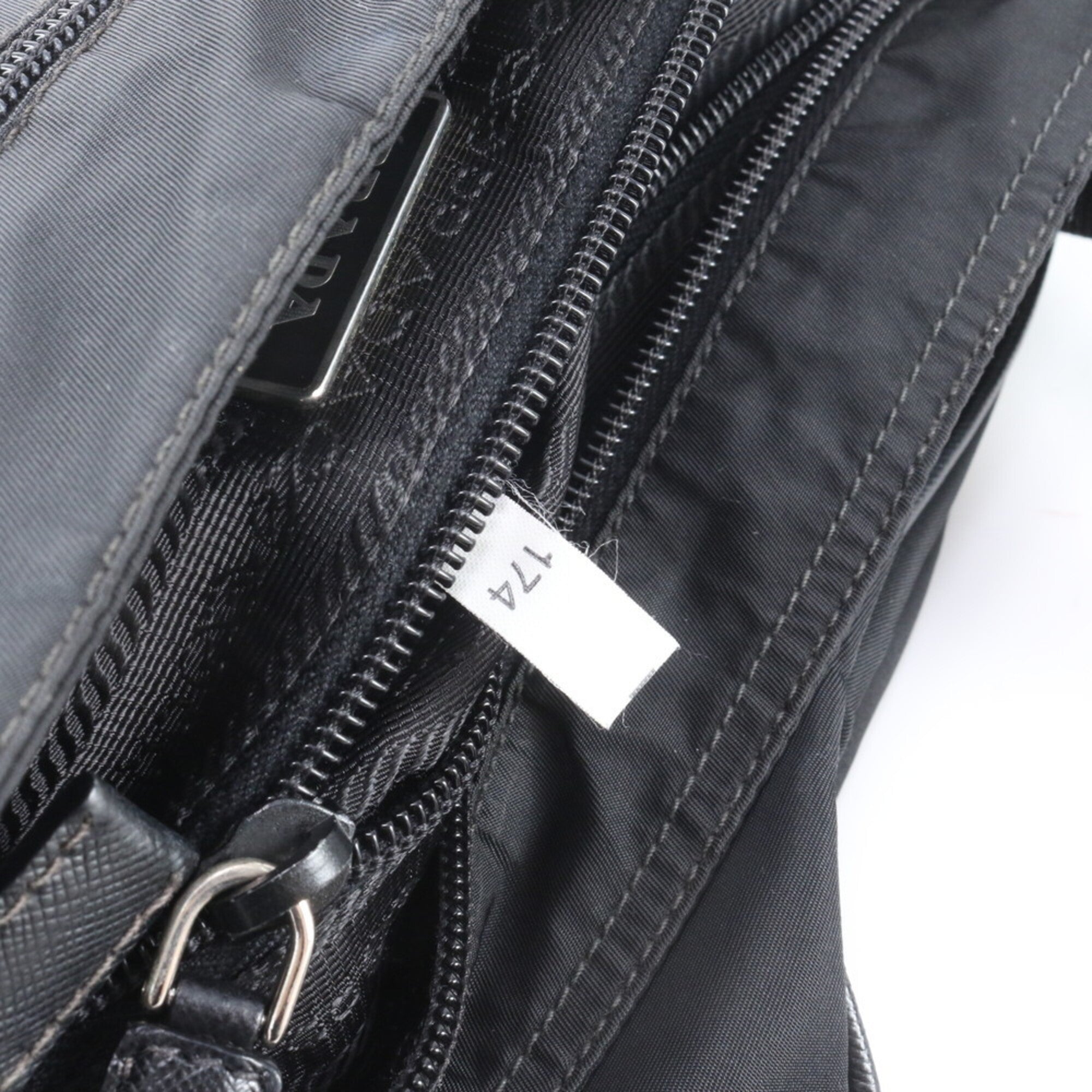 Prada Black Nylon Leather Messenger Bag Shoulder Bag (Pre-Owned)