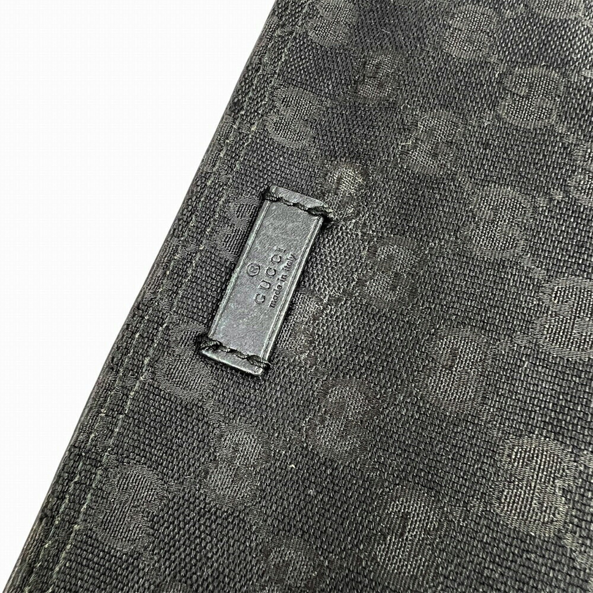 Gucci Black Gg Canvas Leather Shoulder Bag (Pre-Owned)