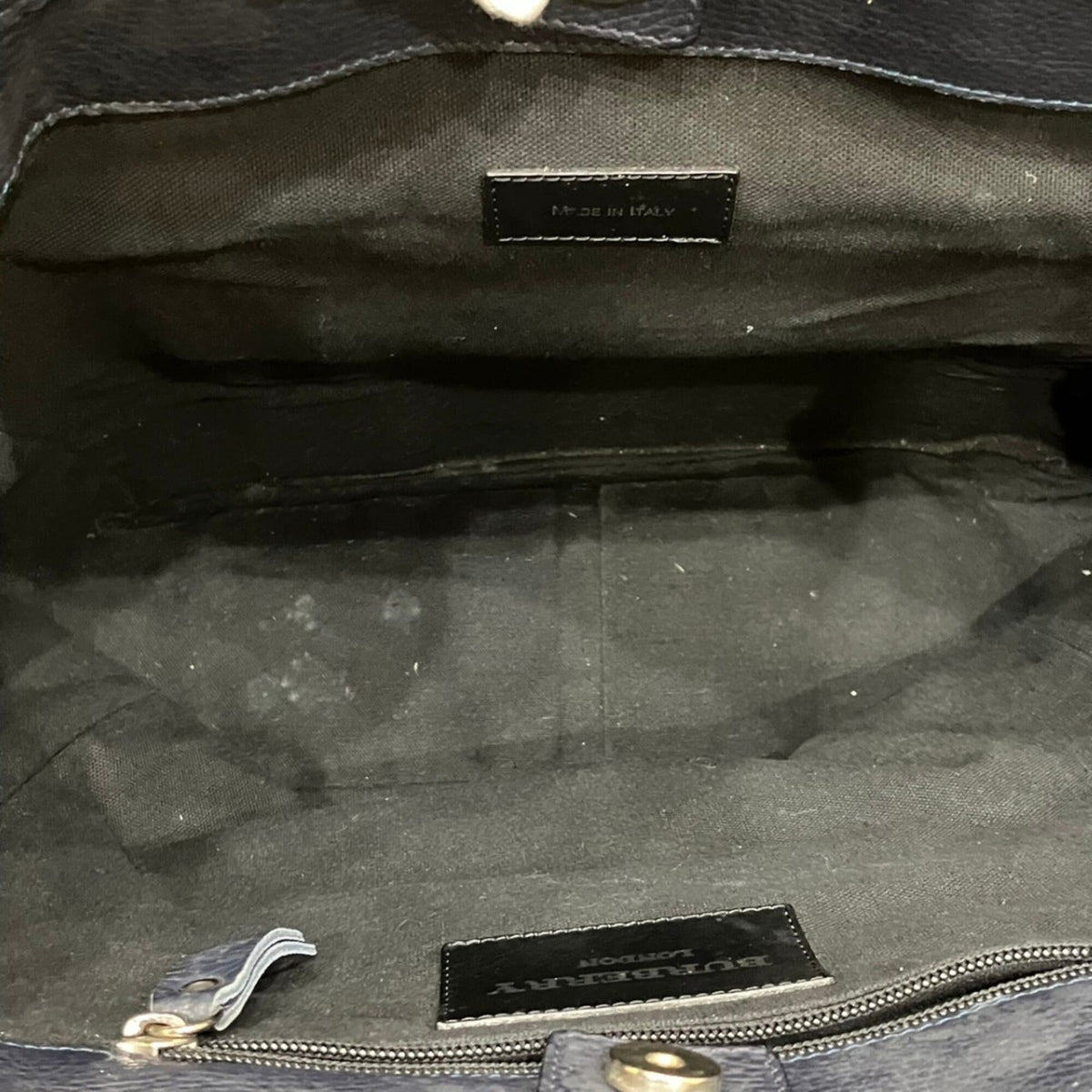 Burberry Navy Leather Tote Bag (Pre-Owned)