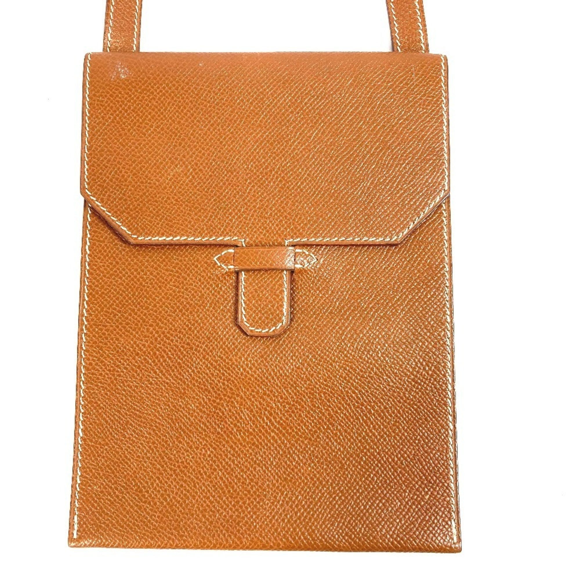 Hermes Brown Leather Pochette Shoulder Bag (Pre-Owned)