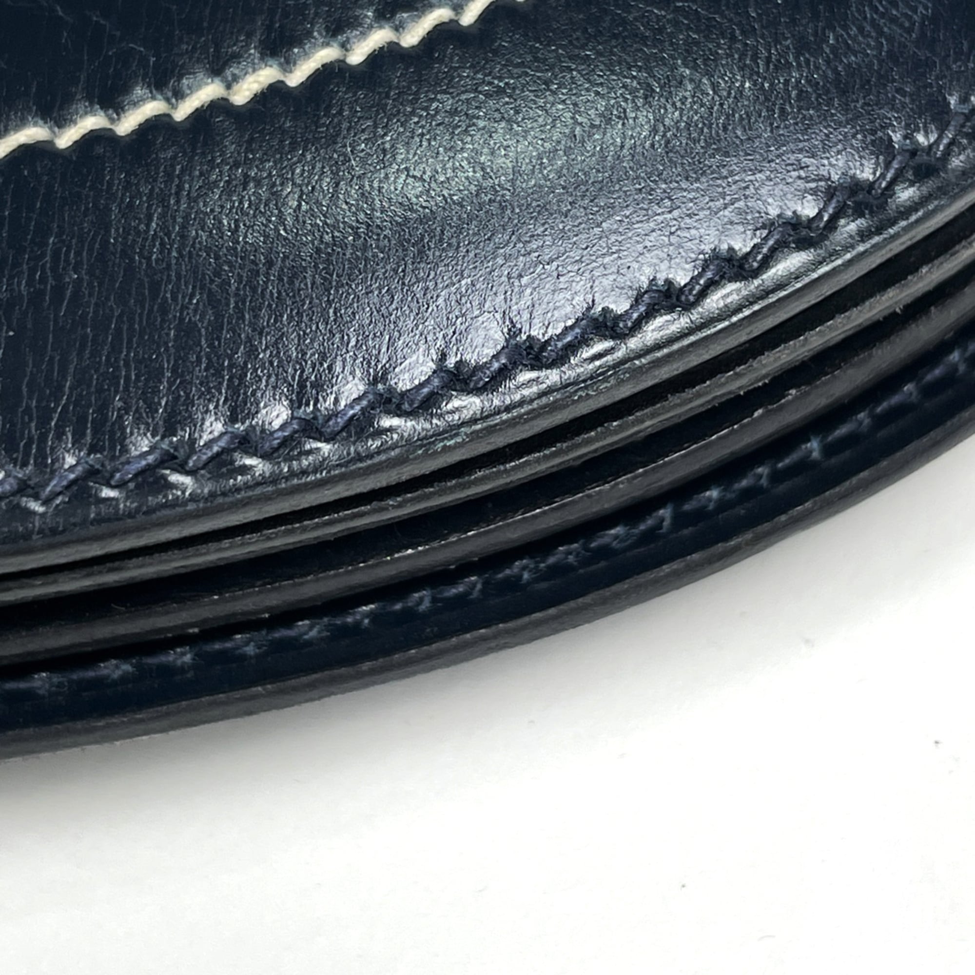 Hermes Blue Indigo Box Calf Leather Shoulder Bag (Pre-Owned)