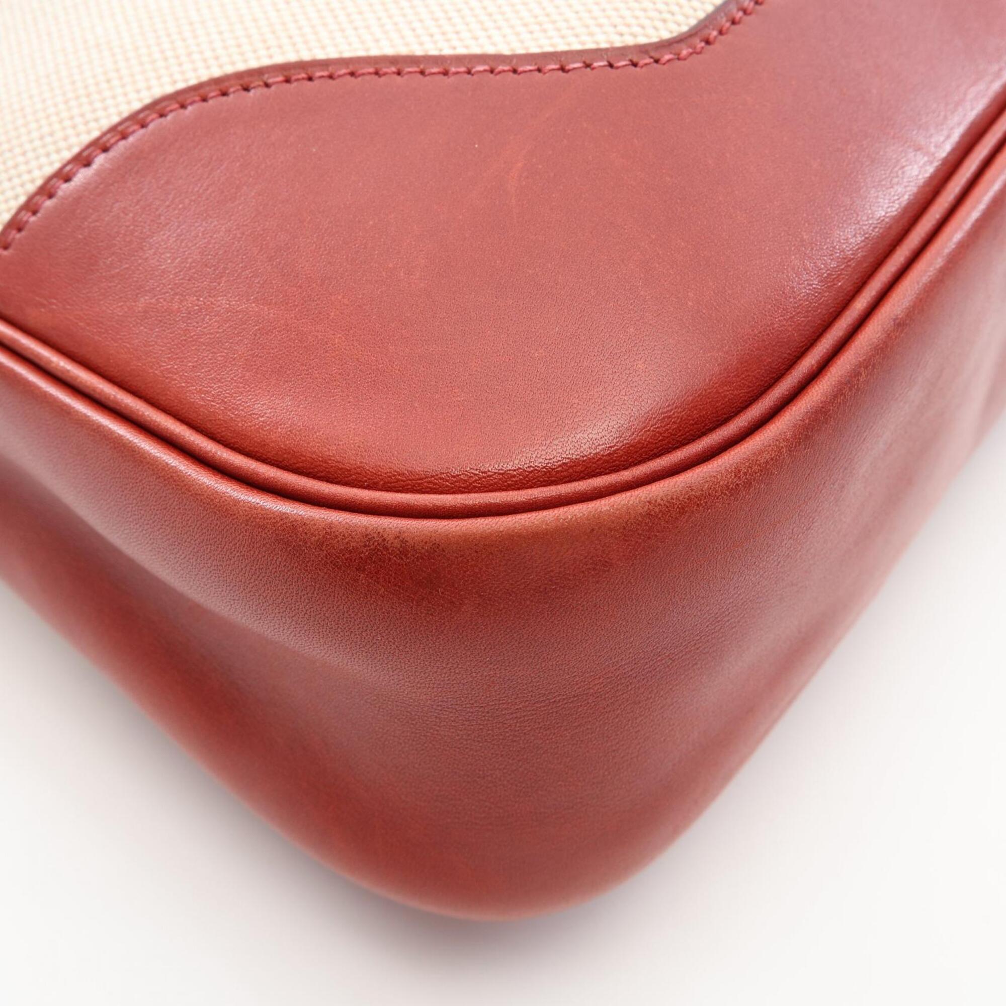 Hermes Bordeaux Ecru Ivory Toile H Handbag Shoulder Bag (Pre-Owned)