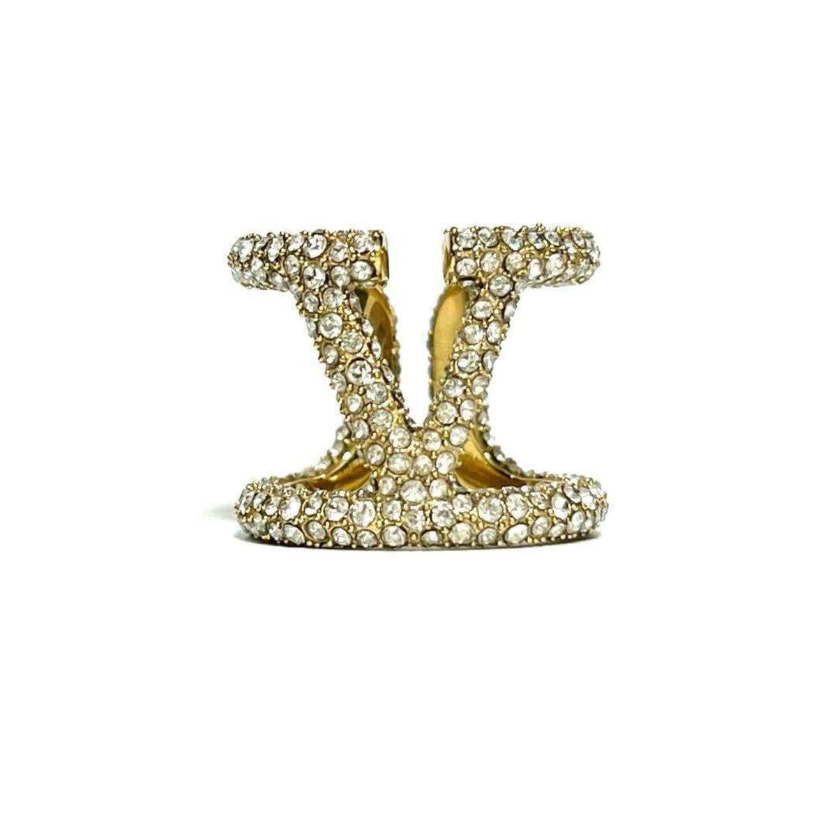 Valentino Gold Metal Rhinestone Band Ring (Pre-Owned)