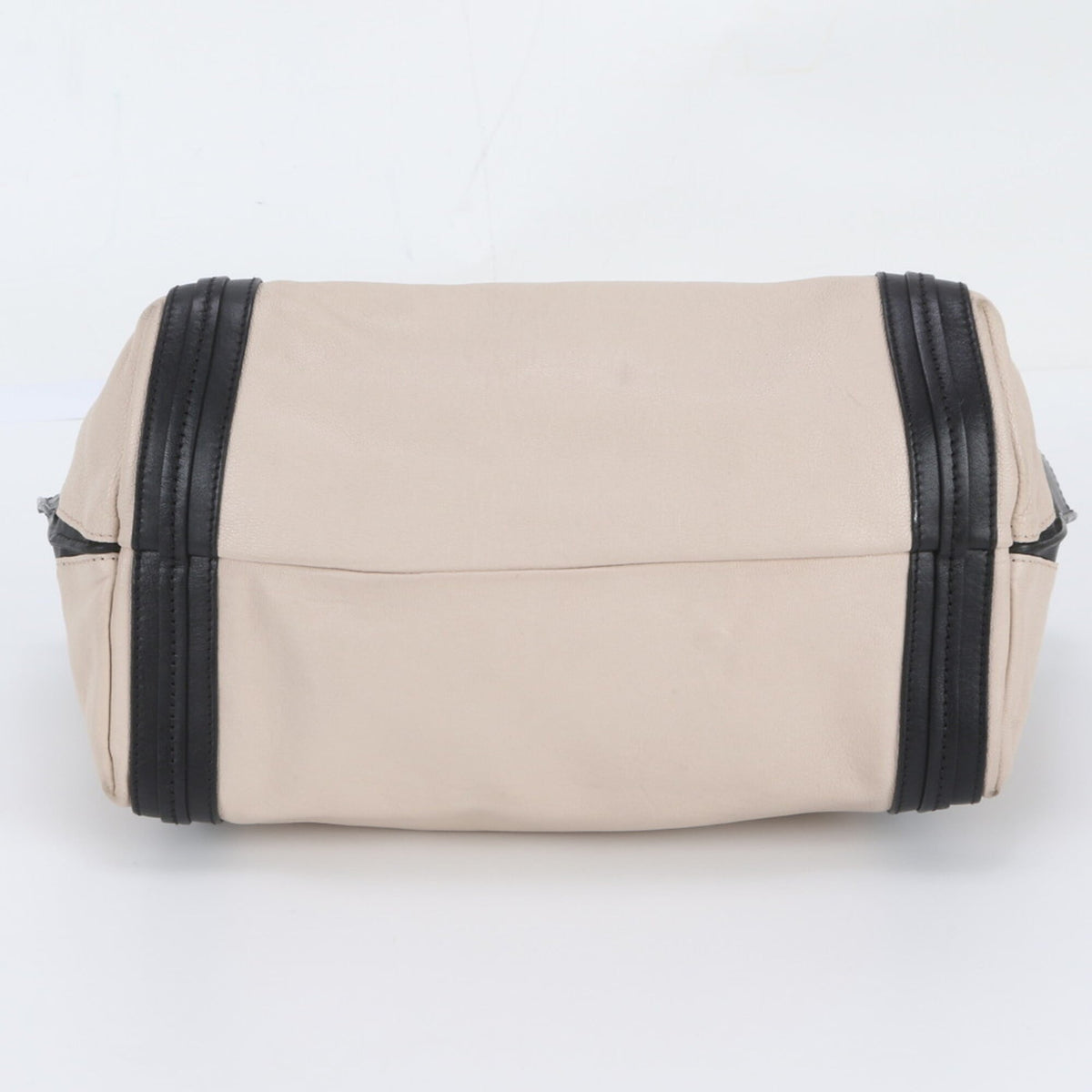 Chloé Beige Black Leather Handbag Shoulder Bag Tote Bag (Pre-Owned)