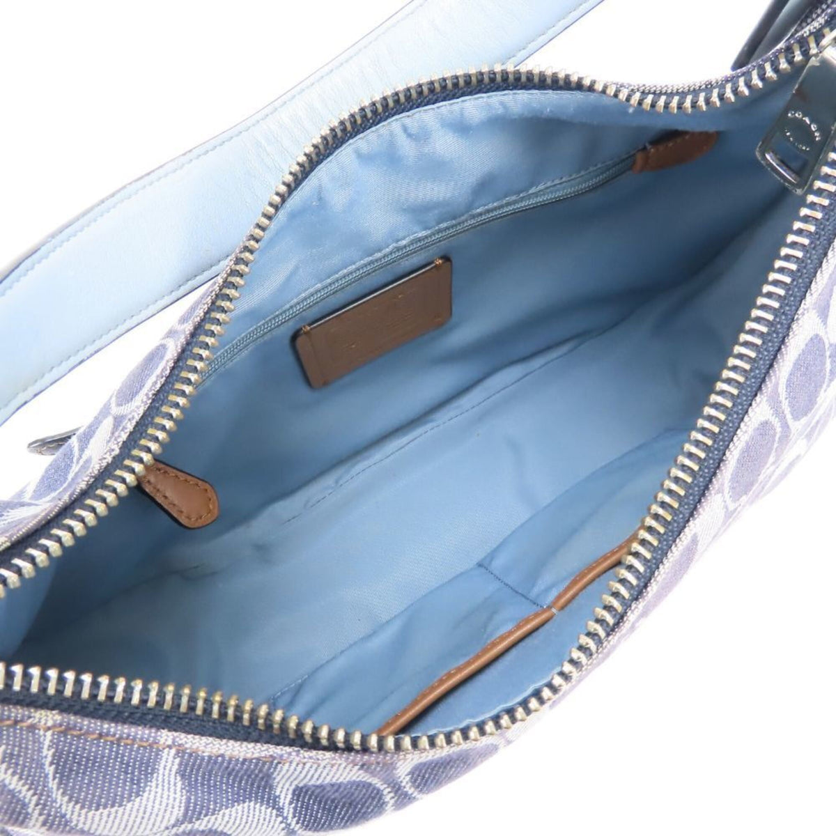 Coach Navy Signature Line Shoulder Bag (Pre-Owned)