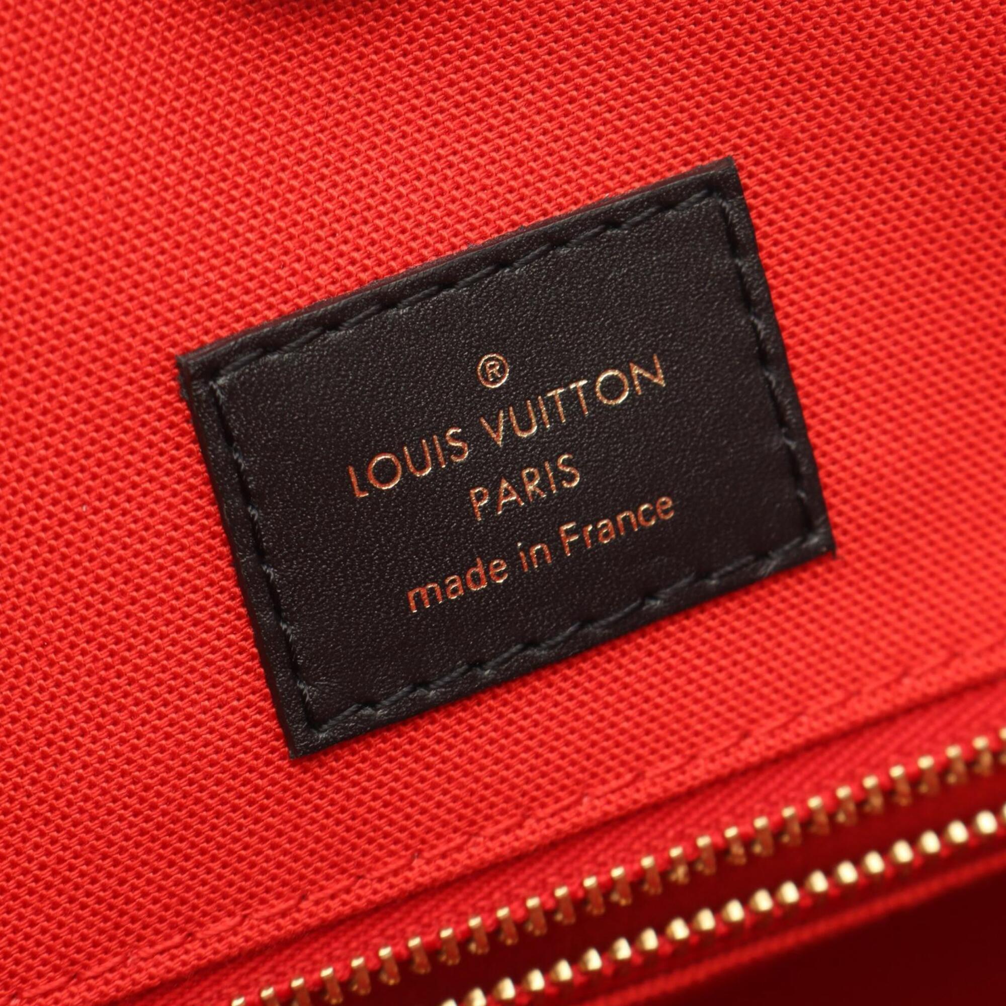 Louis Vuitton Beige Brown Coated Canvas Leather Handbag Tote Bag (Pre-Owned)