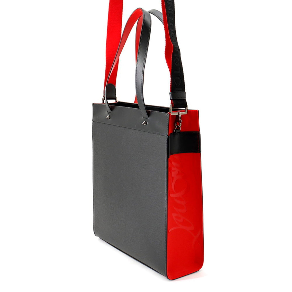 Christian Louboutin Black Red Color Leather Tote Bag (Pre-Owned)