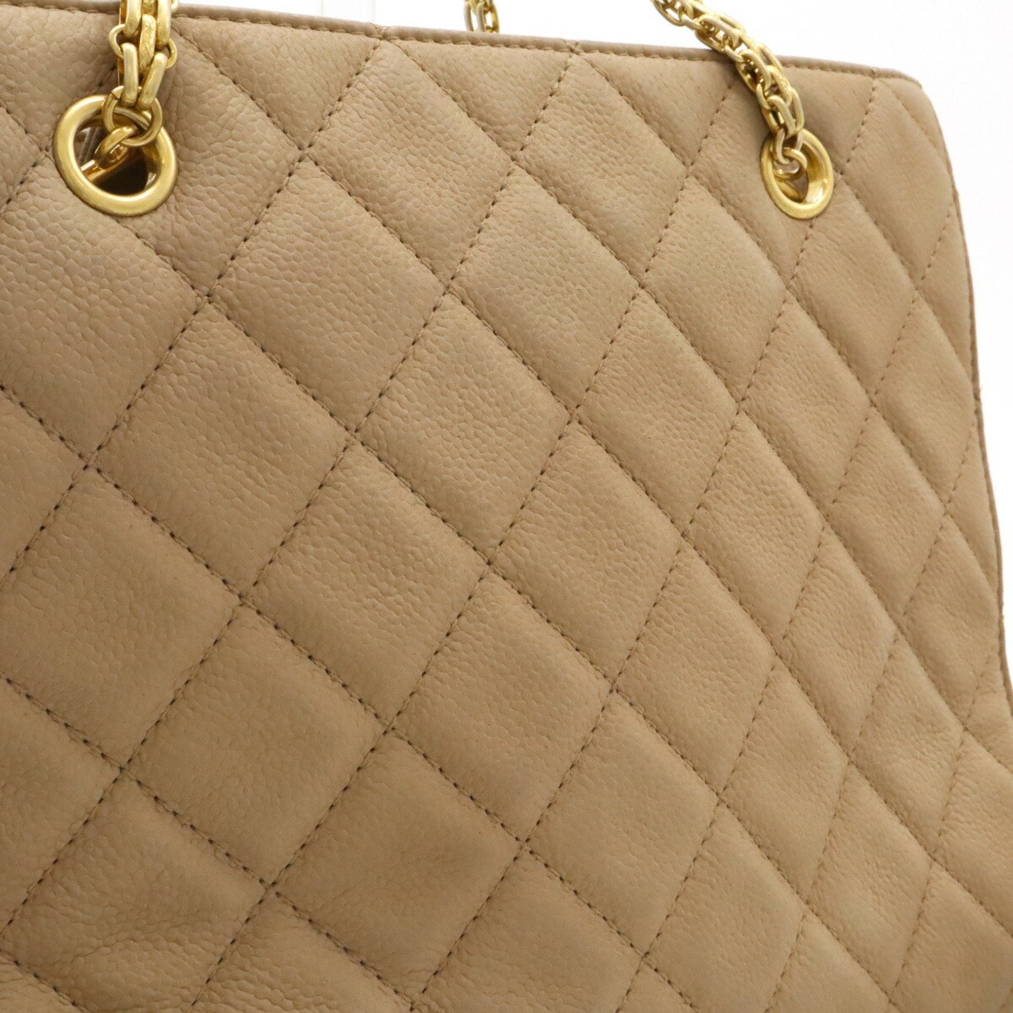 Chanel Beige Caviar Leather Shoulder Bag Tote Bag (Pre-Owned)
