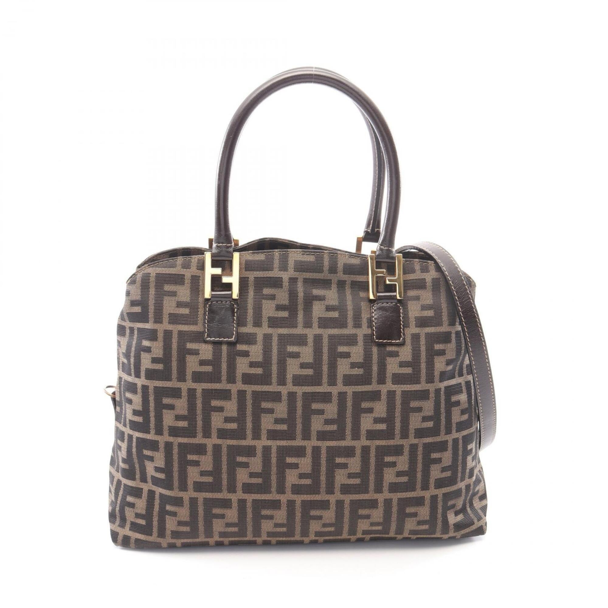 Fendi Brown Canvas Leather Handbag (Pre-Owned)