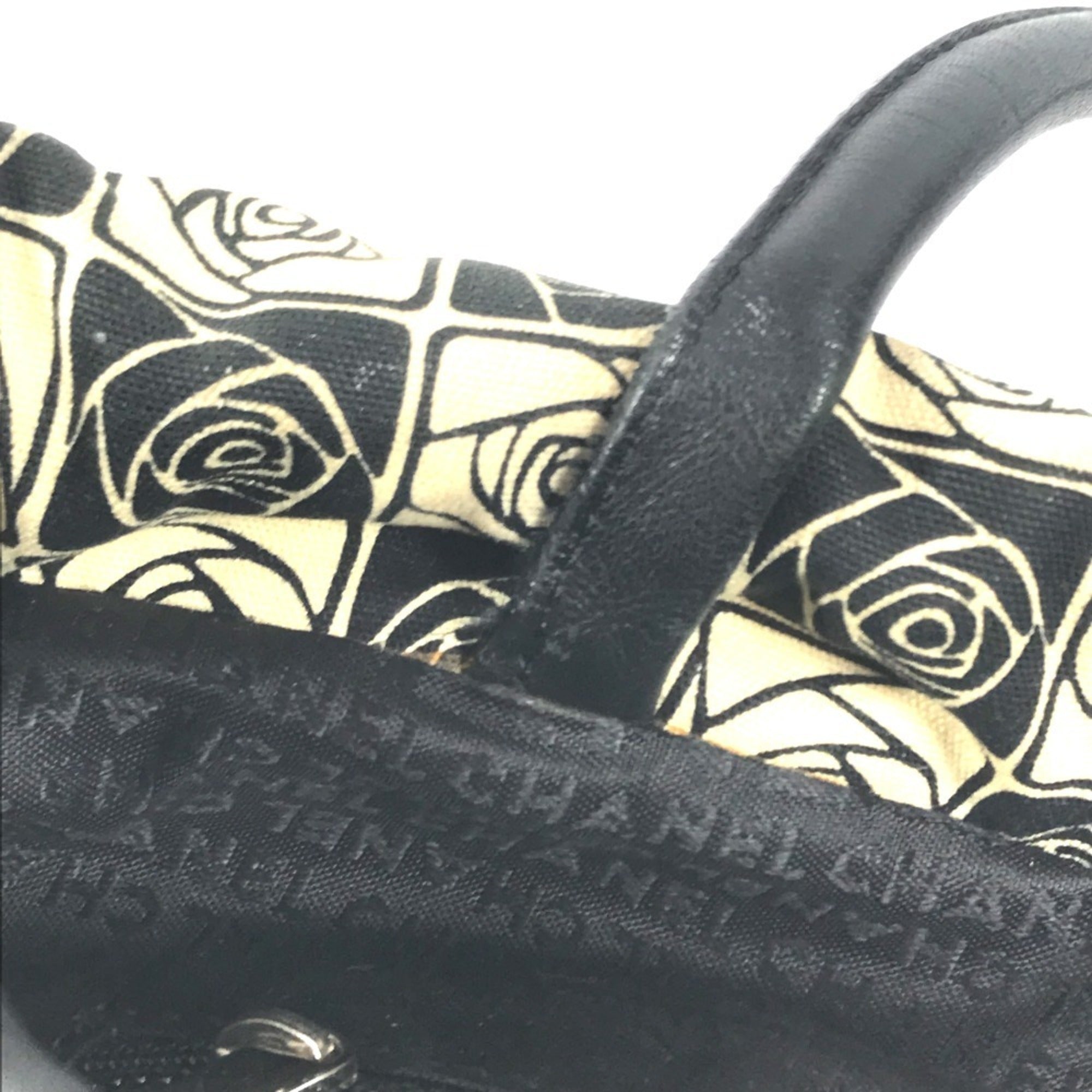 Chanel Camellia Black White Canvas Shoulder Bag Tote Bag (Pre-Owned)