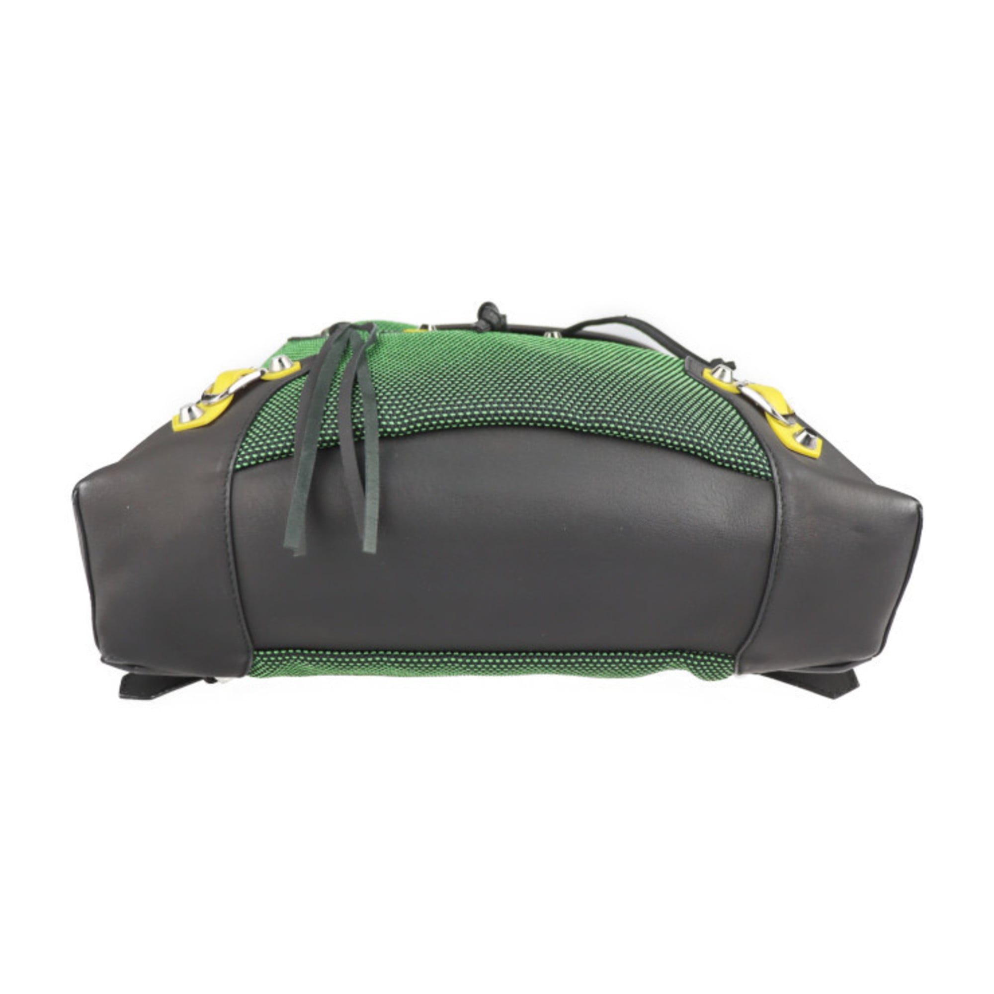 Balenciaga Black Green Nylon Canvas Leather Backpack (Pre-Owned)