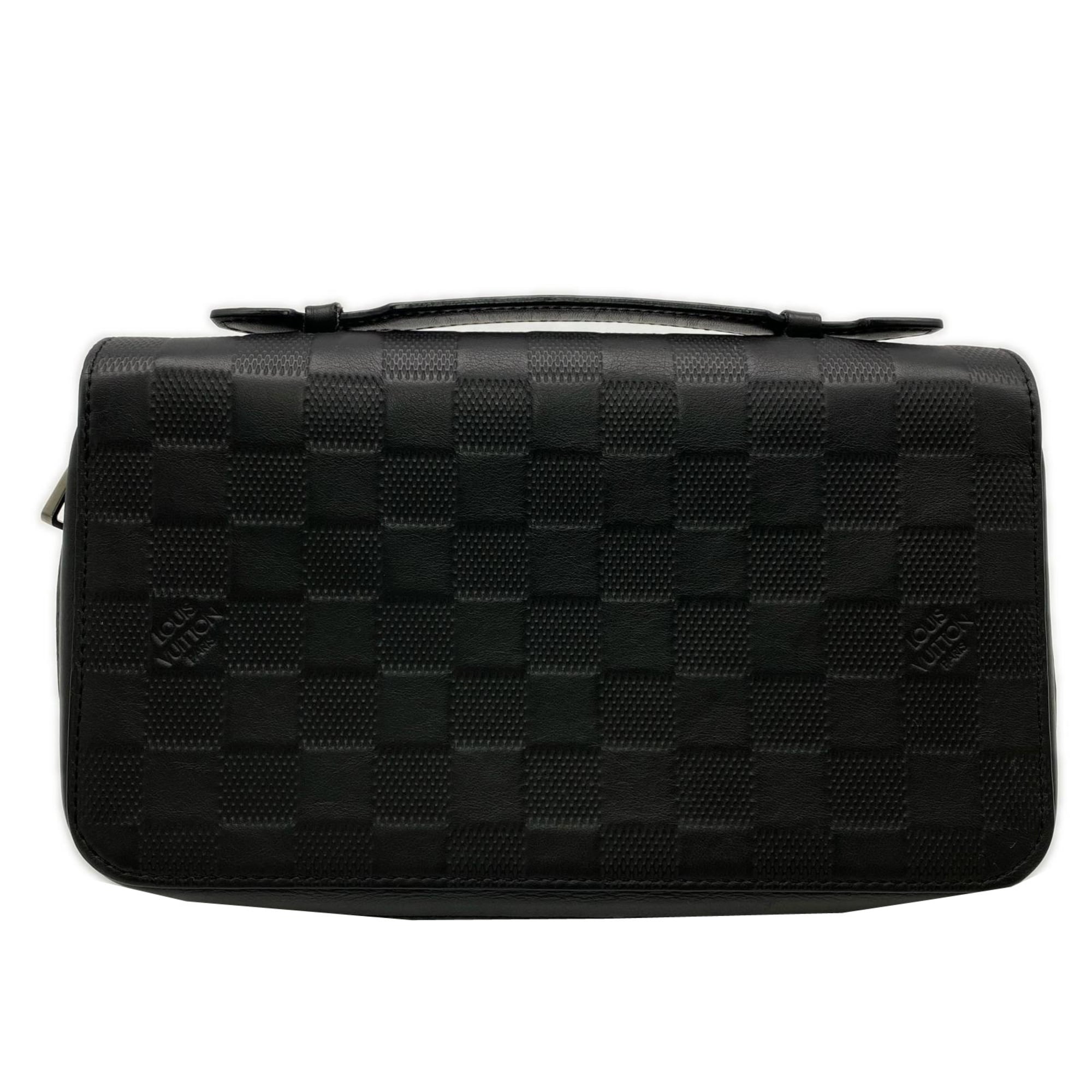 Louis Vuitton Damier Infini Black Leather Long Wallet (Bi-Fold) (Pre-Owned)